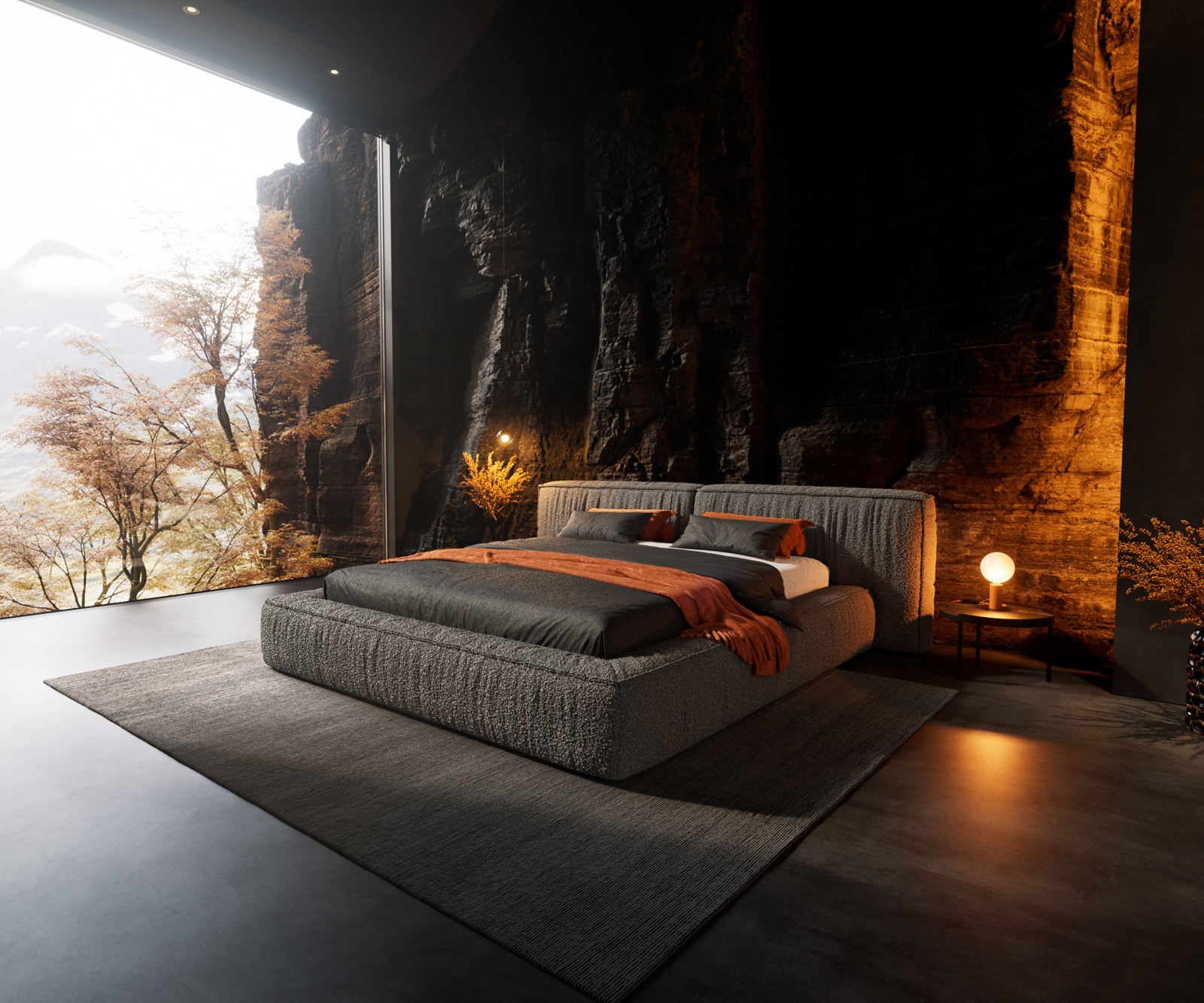 Polsterbettgestell Coperti 180x200 cm Bouclé Silbergrau Polsterbettgestell Coperti 180x200 cm Bouclé Silbergrau