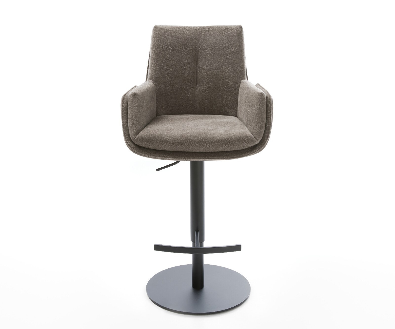 Barstuhl Clea-Flex Strukturstoff Soft Taupe Drehfuß höhenverstellbar Metall Schwarz 2