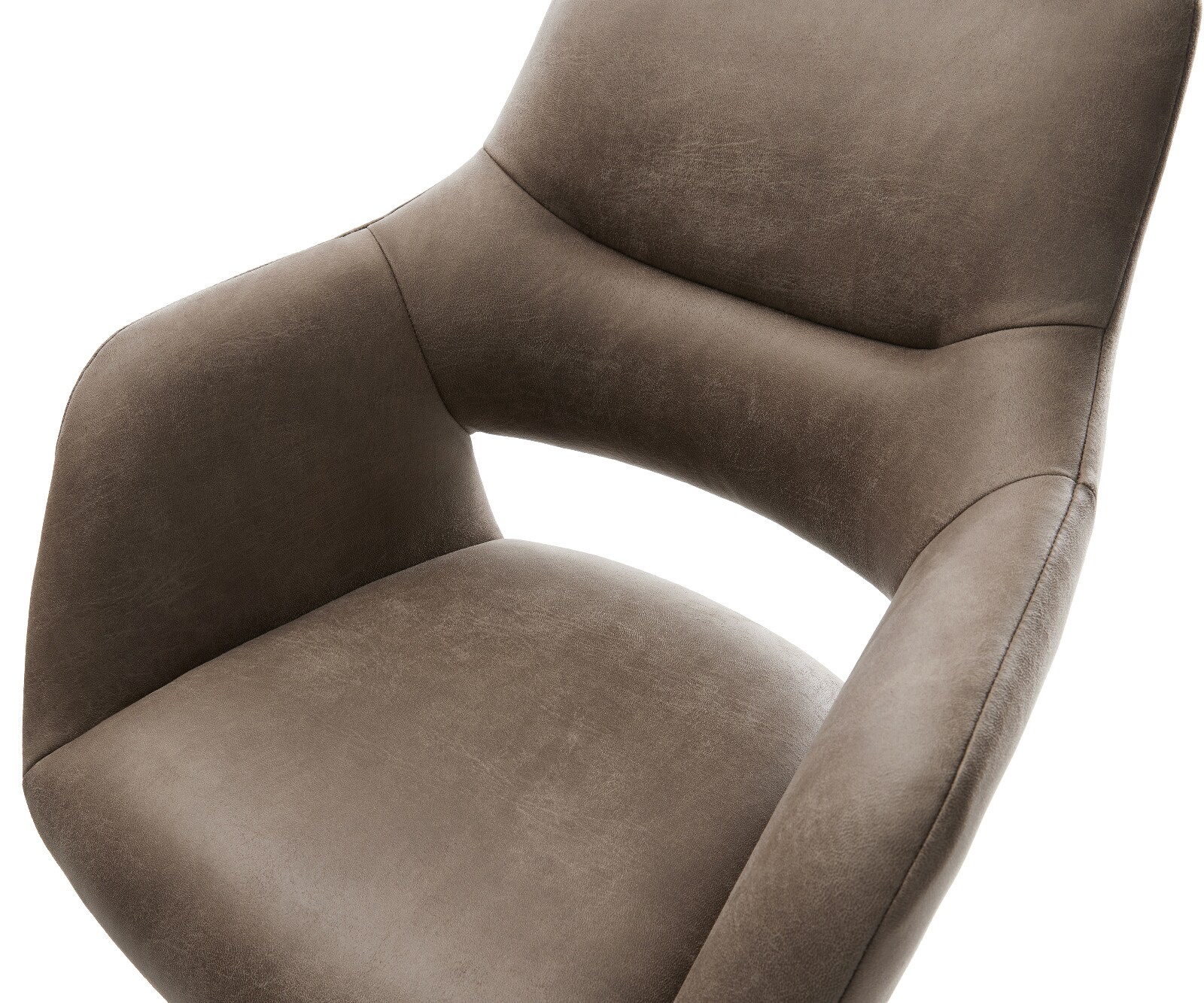 Barstuhl Yago-Flex Mikrofaser Taupe Vintage Drehfuß höhenverstellbar Metall Weiß Taschenfederkern 3