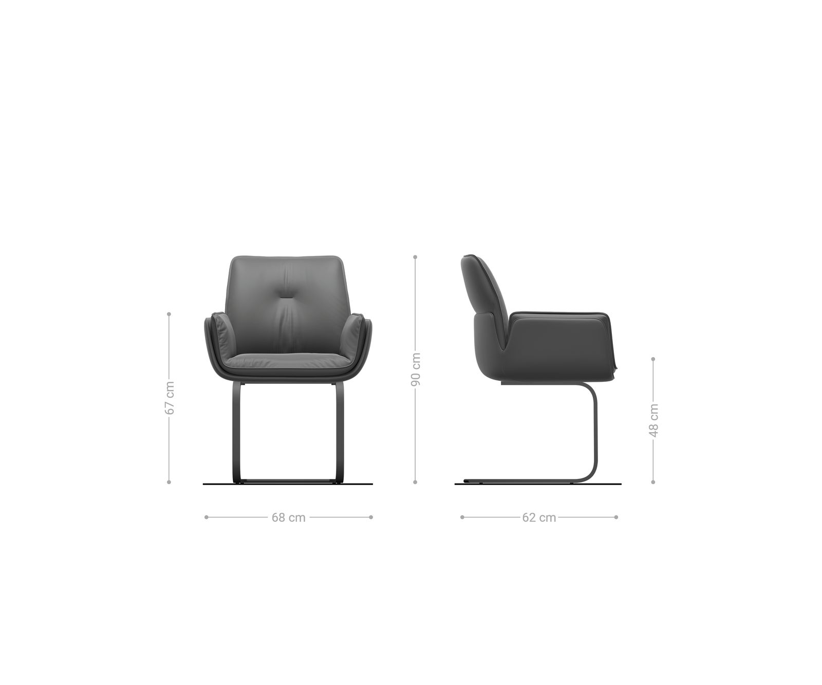 Cantilever Nela-Flex microvelours couleur boue pied cantilever plat grafiete 6