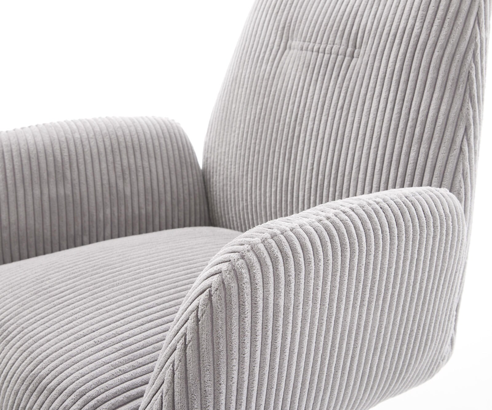 Chaise-pivotante Zoa-Flex côtelé gris argenté pied de chaise 4 branches grafiete pivotement sur 360° fonction bascule ressorts ensachés 3