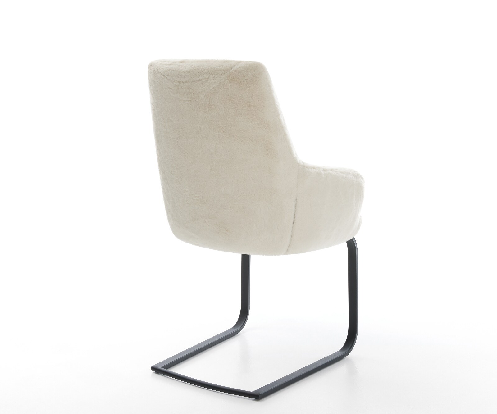 Cantilever Zelia-Flex avec accoudoirs peluche crème-blanc pied cantilever plat noir ressorts ensachés 5