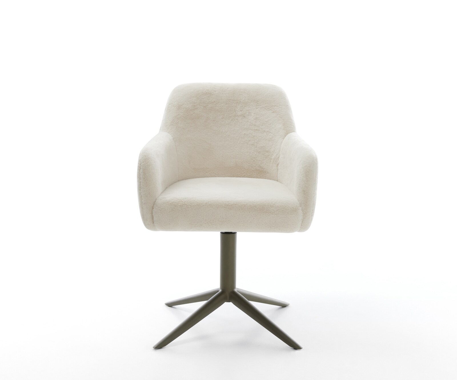 Drehstuhl Greg-Flex Plüsch Creme-Weiß Fußkreuz Effektfinish Titan 360° drehbar Wippfunktion Taschenfederkern 1