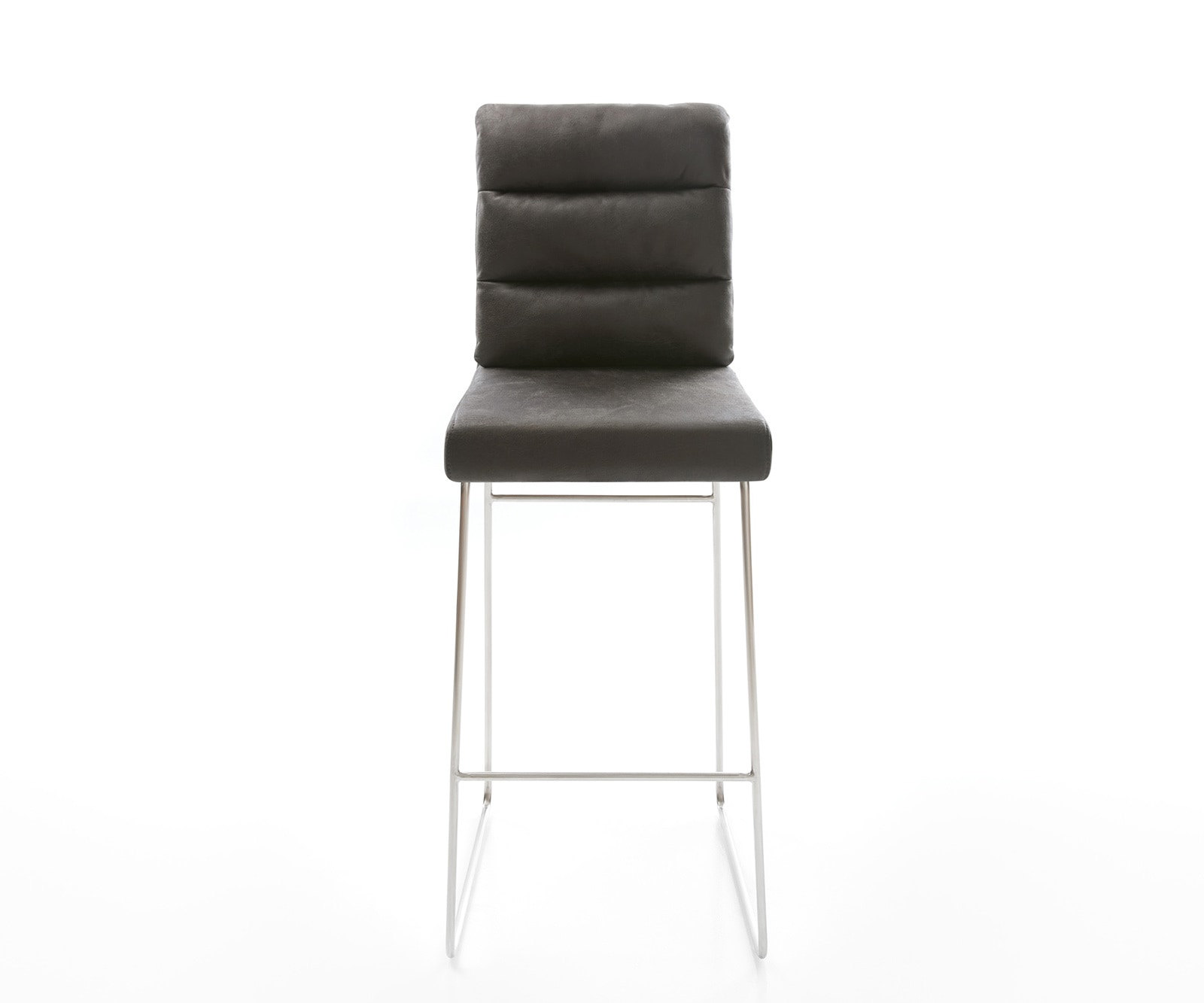 Chaise-de-bar Pela-Flex vintage anthracite cadre patin acier inoxydable 1