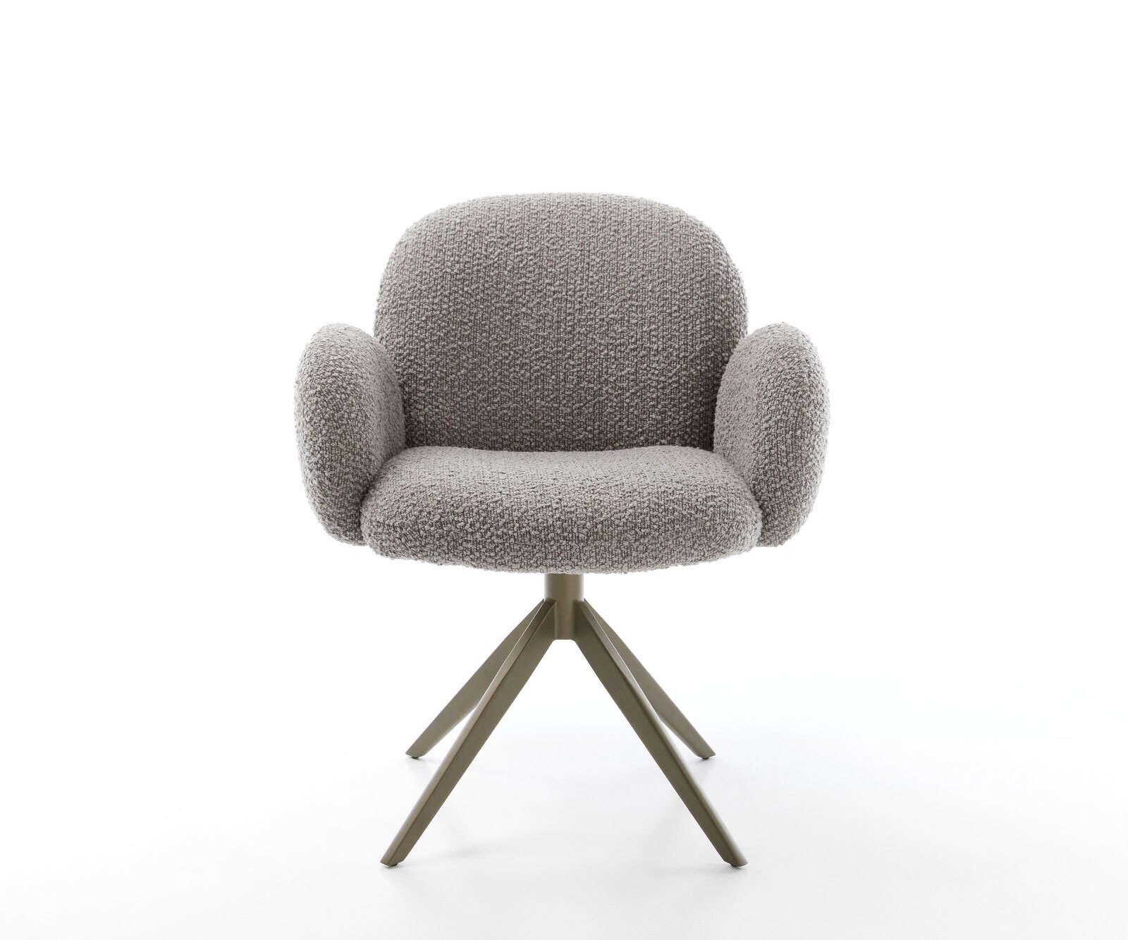 Drehstuhl Nube-Flex mit Armlehnen Bouclé Silbergrau Kreuzgestell breit Effektfinish Titan 360° drehbar Wippfunktion Taschenfederkern 1