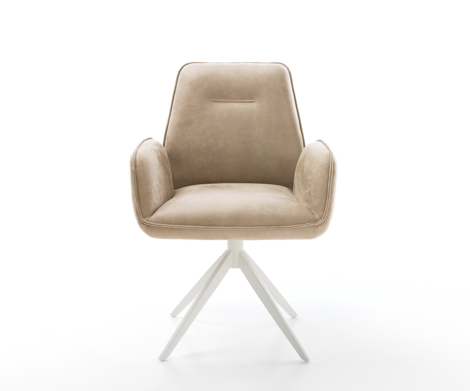 Drehstuhl Clea-Flex Mikrofaser Taupe Vintage Kreuzgestell breit Weiß 360° drehbar Wippfunktion 2