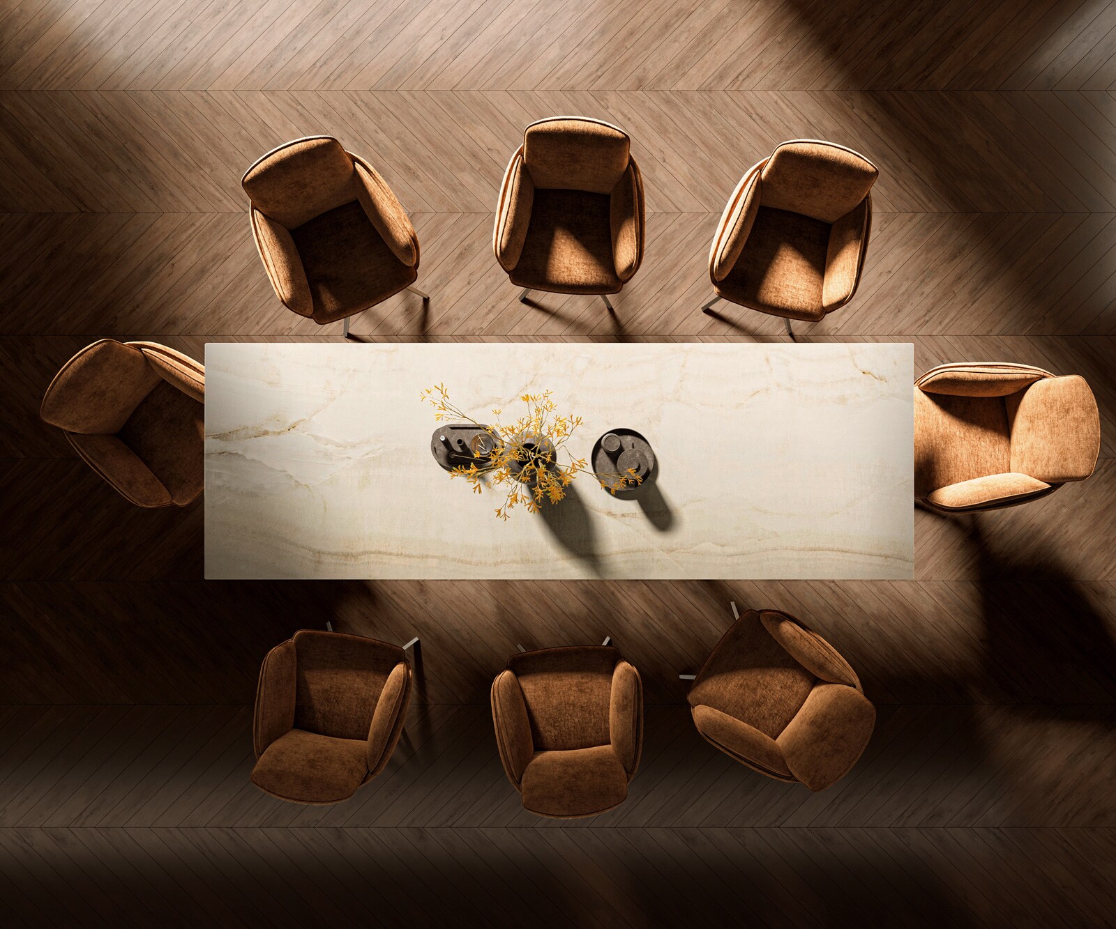 Table à manger Edge 300x100 Céramique Laminam® Onice Oro Acier inoxydable Étroit 5