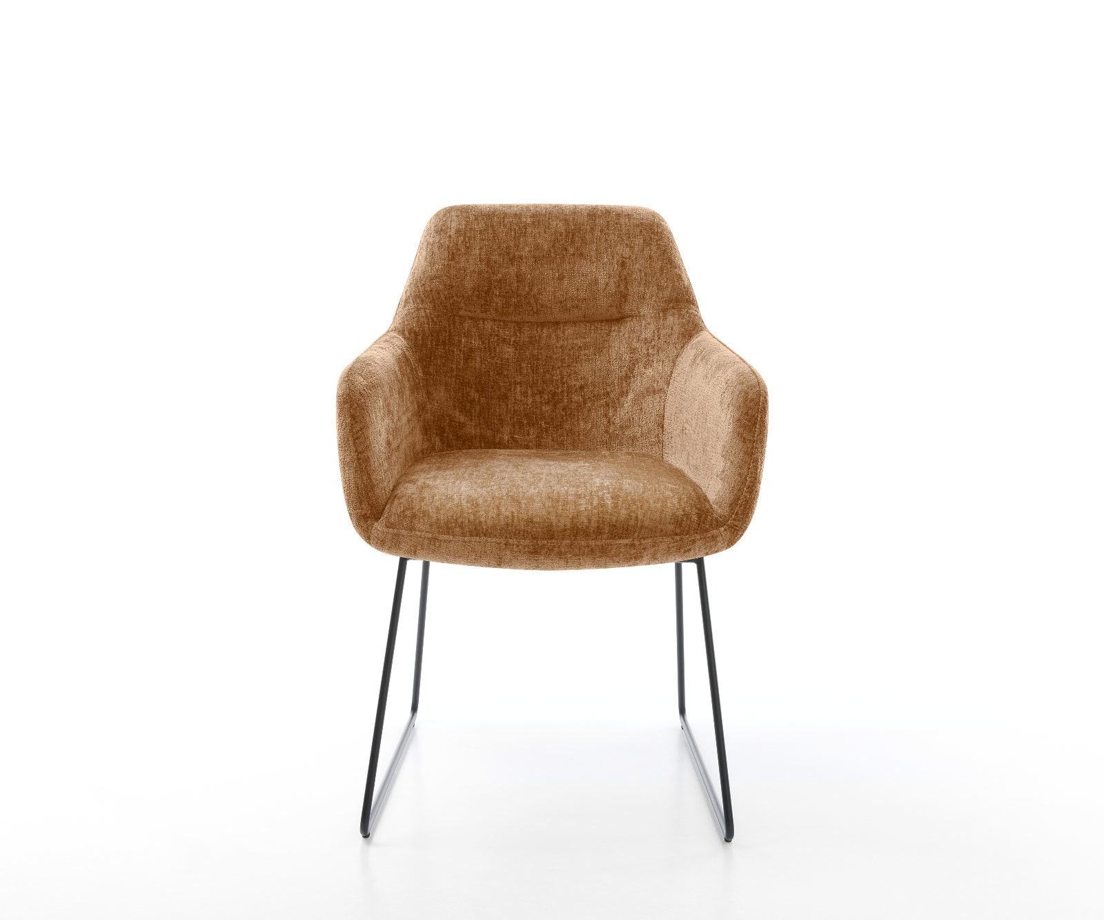 Chaise-de-salle-à-manger Pejo-Flex chenille rouille pied trapèze noir ressorts ensachés 1 Chaise-de-salle-à-manger Pejo-Flex chenille rouille pied trapèze noir ressorts ensachés 1