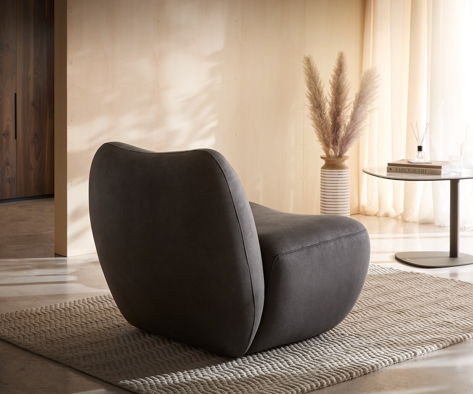 Loungesessel Zena 75x85 cm Mikrofaser Anthrazit Vintage 3