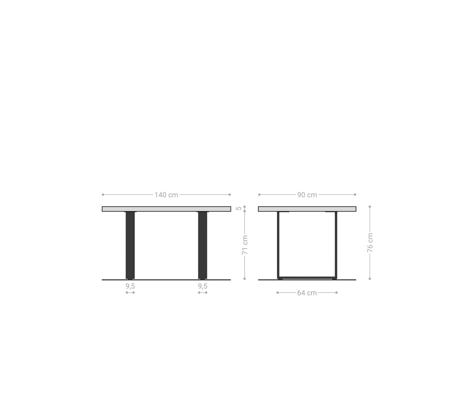 Esstisch Edge 140x90 XL Akazie Natur Edelstahl Schmal Live-Edge 6