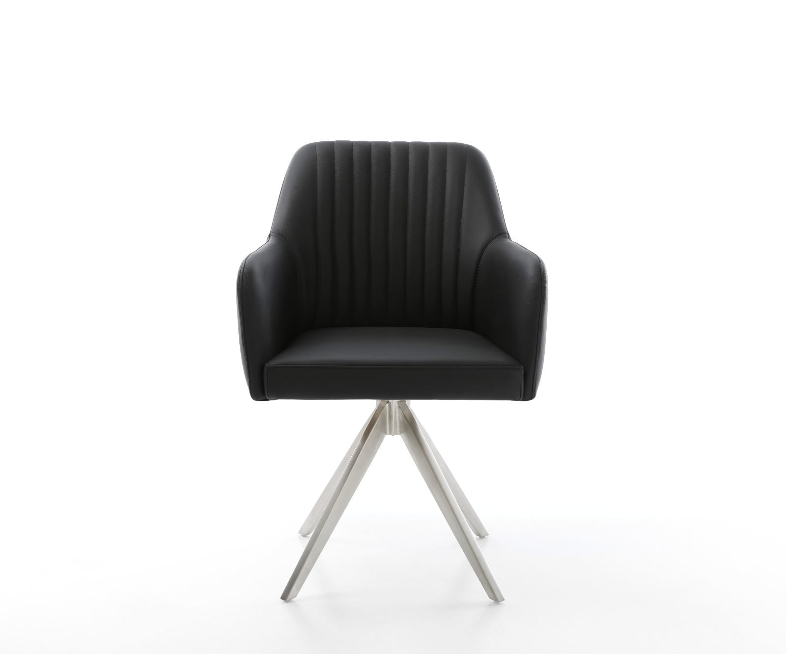 Esszimmerstuhl Greg-Flex Echt-Leder Schwarz Kreuzgestell kantig Edelstahl Taschenfederkern 1 Esszimmerstuhl Greg-Flex Echt-Leder Schwarz Kreuzgestell kantig Edelstahl Taschenfederkern 1