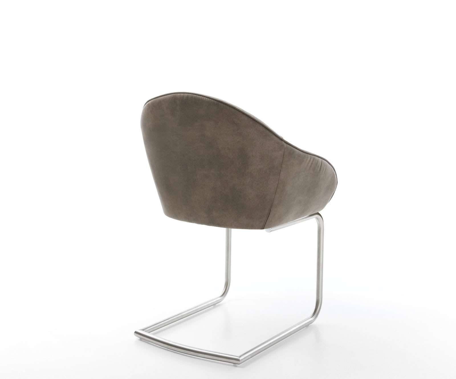 Cantilever Gaio-Flex microvelours taupe vintage pied cantilever rond acier inoxydable brossé 5