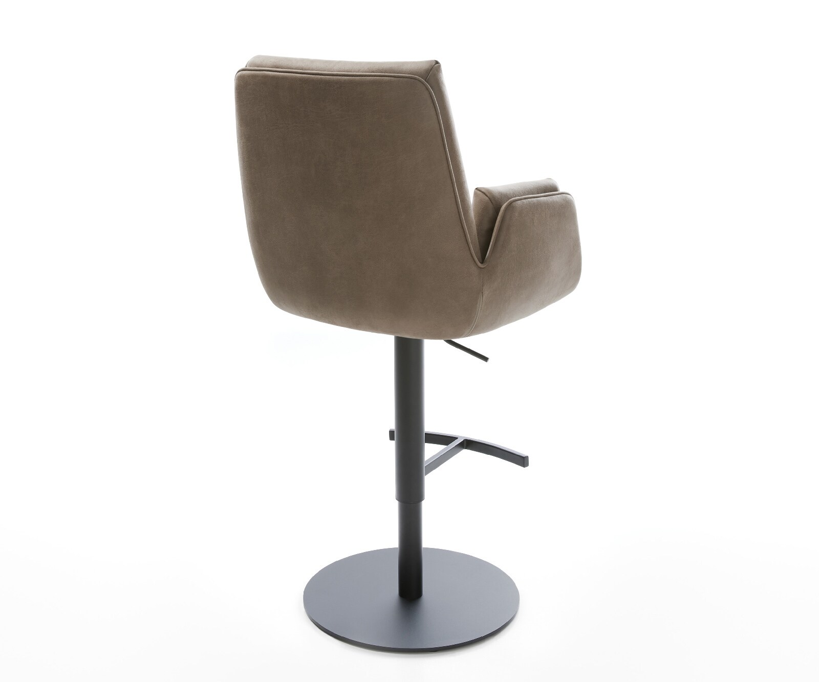 Barstuhl Clea-Flex Mikrofaser Taupe Vintage Drehfuß höhenverstellbar Metall Schwarz 5