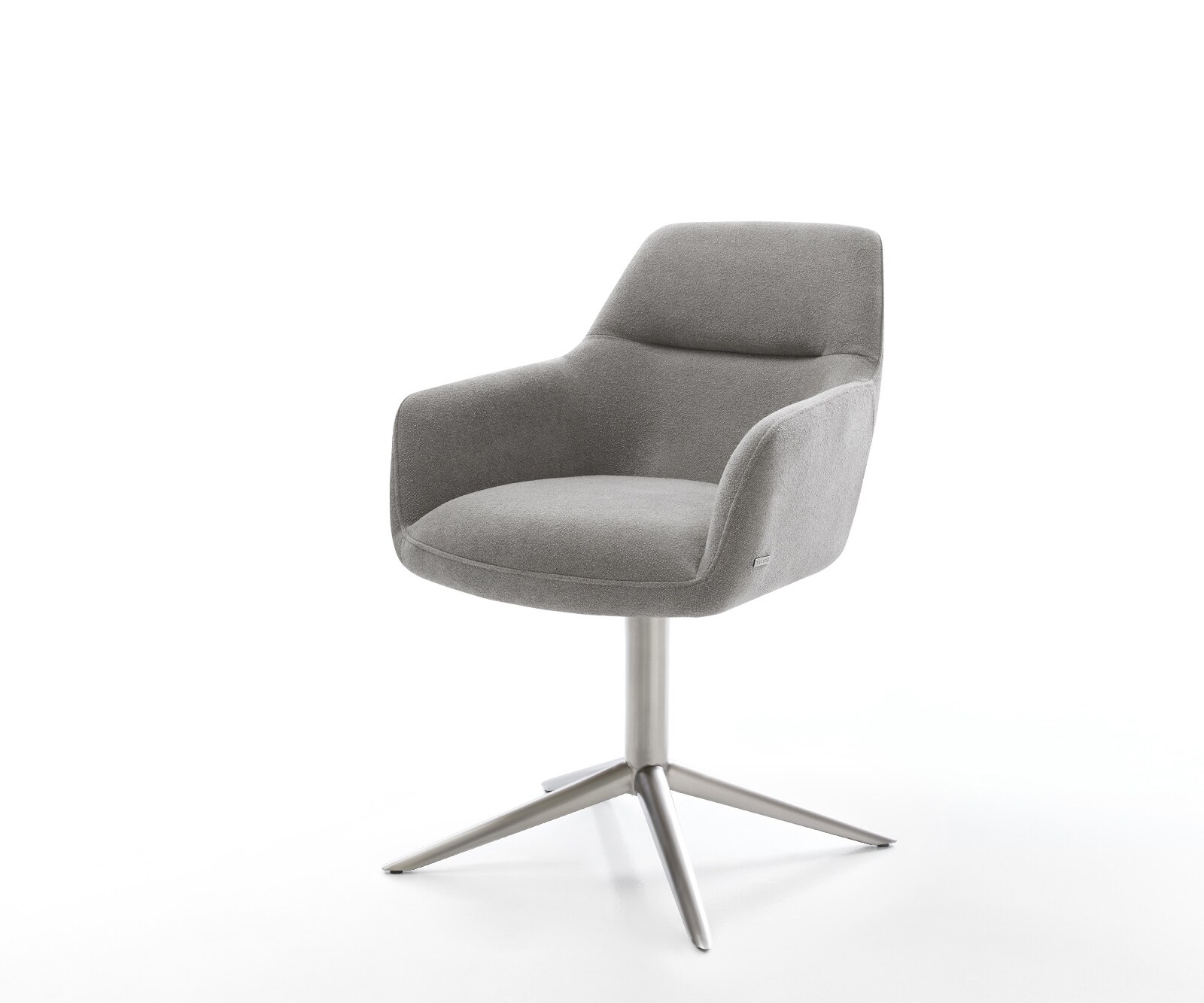 Drehstuhl Pejo-Flex Strukturstoff Soft Grau Fußkreuz Edelstahl 360° drehbar Wippfunktion Taschenfederkern 1