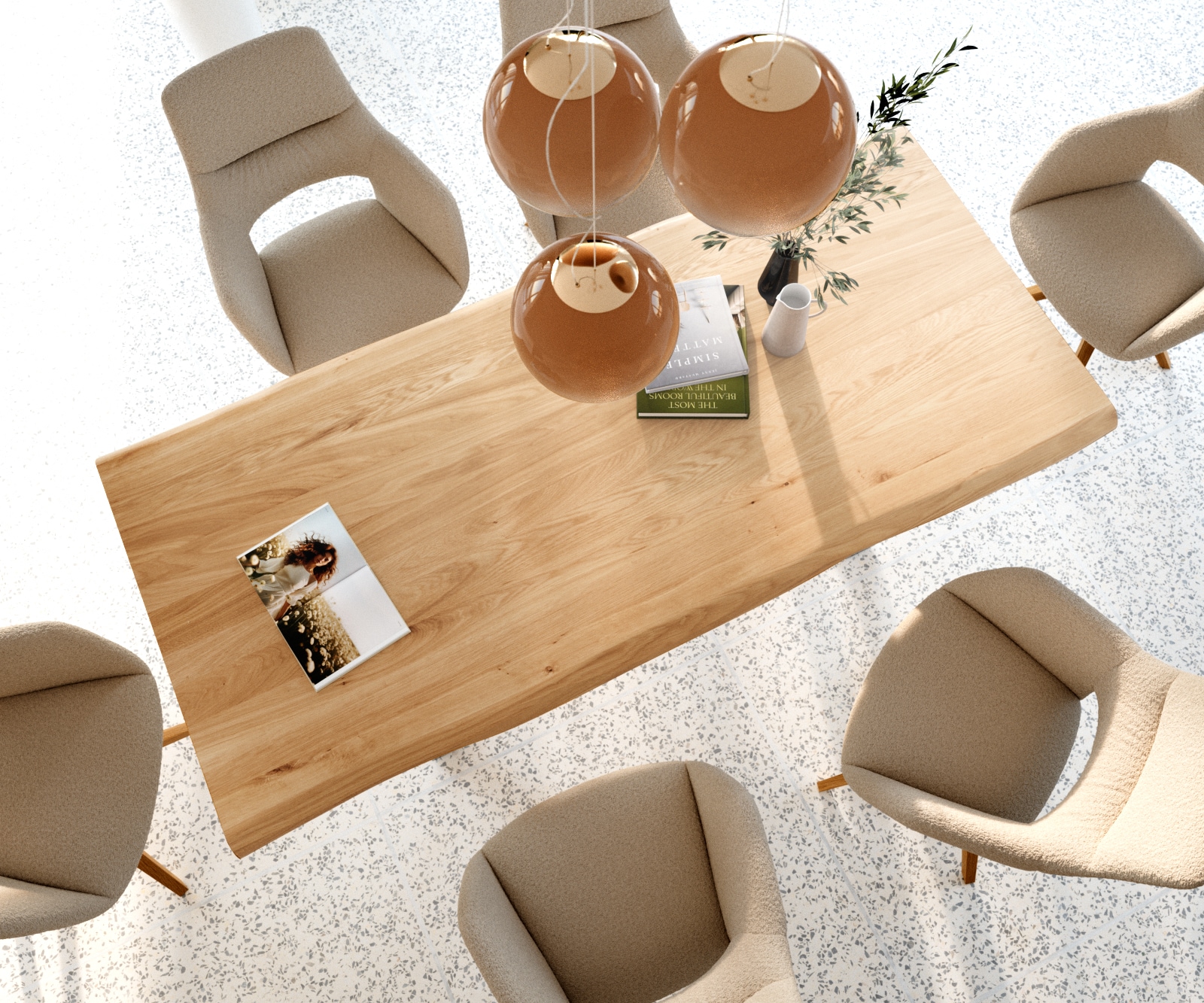 Esstisch Edge 200x100 Eiche Natur Kreuzgestell Rechteck Edelstahl Live-Edge 3 Esstisch Edge 200x100 Eiche Natur Kreuzgestell Rechteck Edelstahl Live-Edge 3