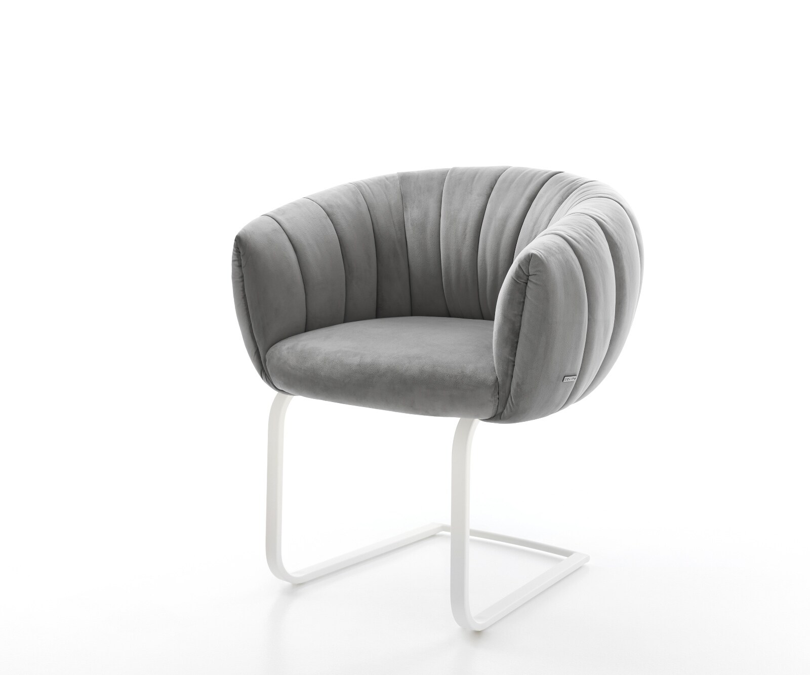 Freischwinger Jada-Flex Samt Grau Freischwinger flach Weiß Taschenfederkern