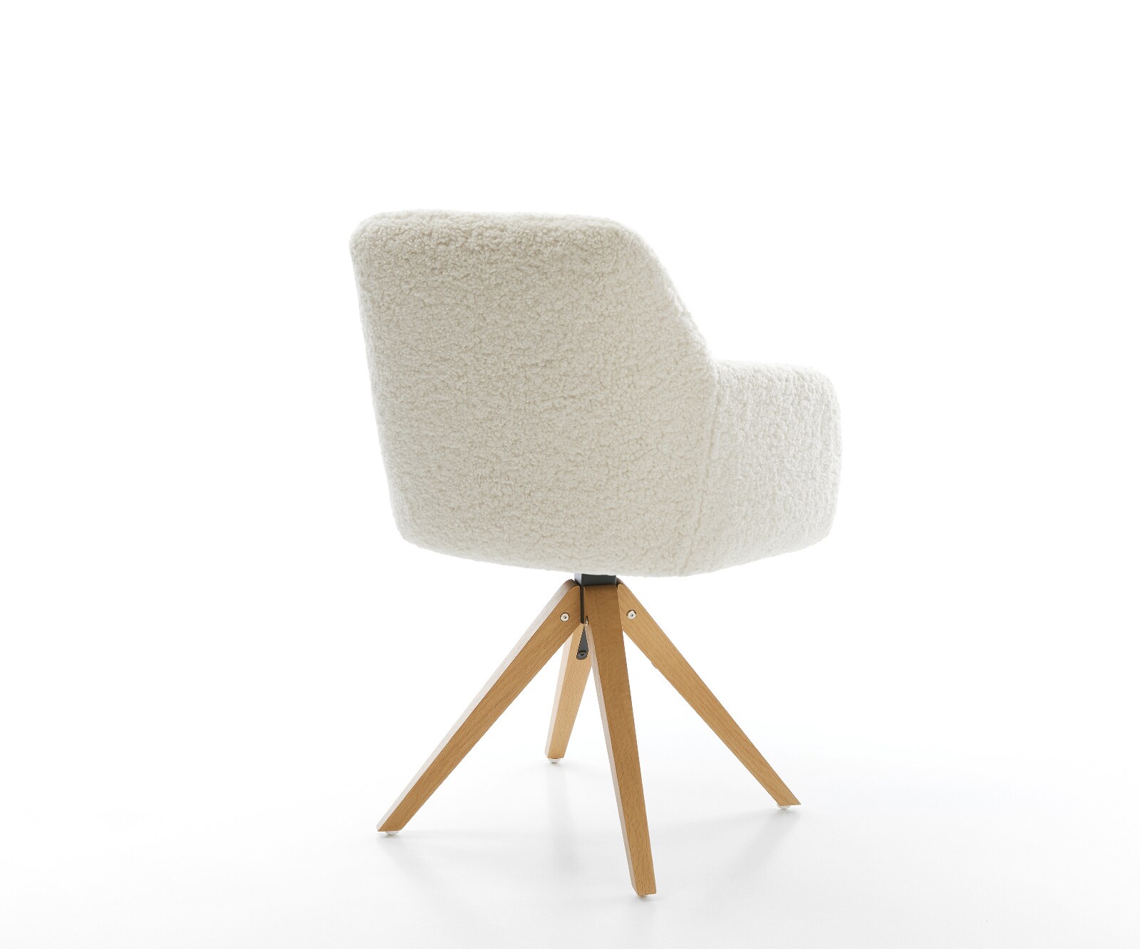 Drehstuhl Greg-Flex Teddystoff Beige Holzgestell kantig Natur 360° drehbar Taschenfederkern 4