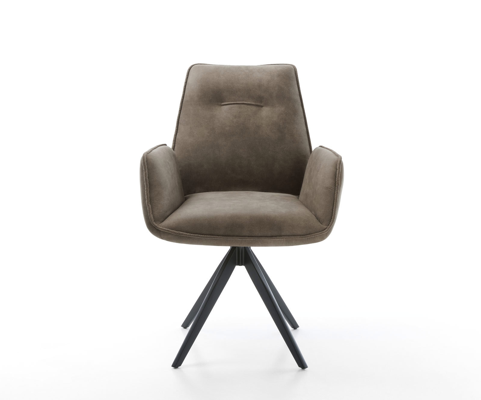 Esszimmerstuhl Zoa-Flex Mikrofaser Taupe Vintage Kreuzgestell kantig Schwarz Taschenfederkern 2