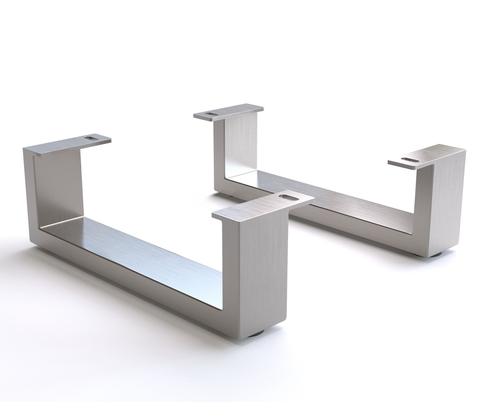 Pied-patin 12,5 cm inox brossé pour meubles à caisson de profondeur 45 cm (set de 2)