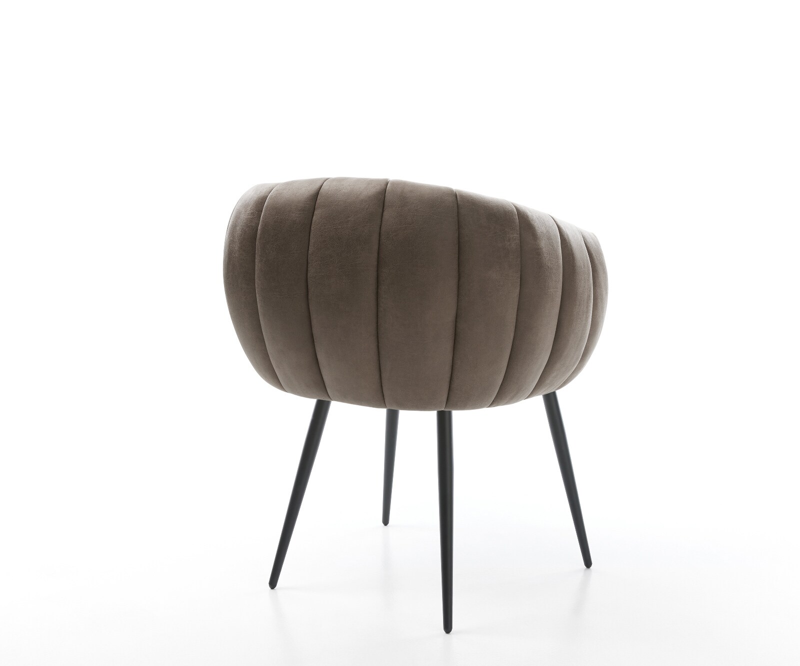 Chaise-de-salle-à-manger Jada-Flex microvelours taupe vintage 4 pieds coniques noir ressorts ensachés 4