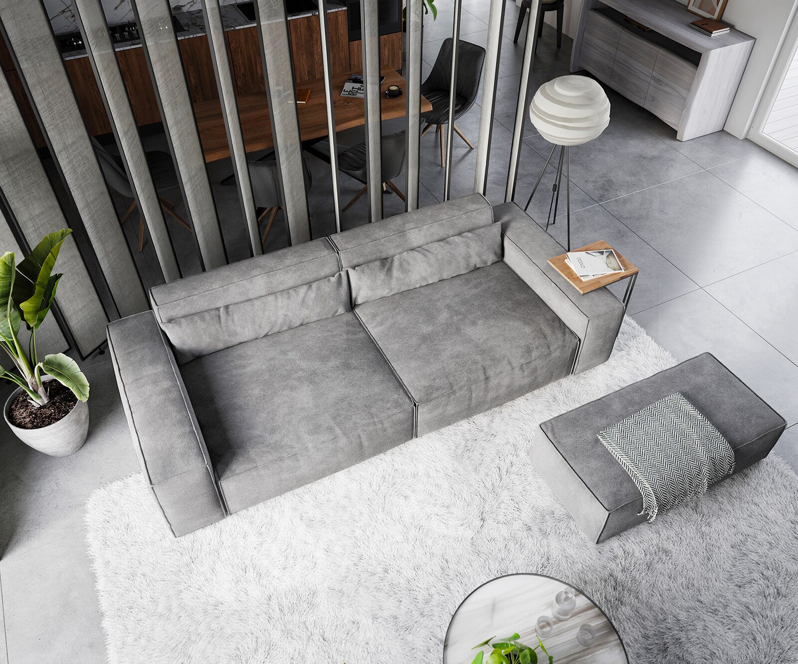 Big-Sofa Sirpio XL 270x130 cm Mikrofaser Taupe mit Hocker 3