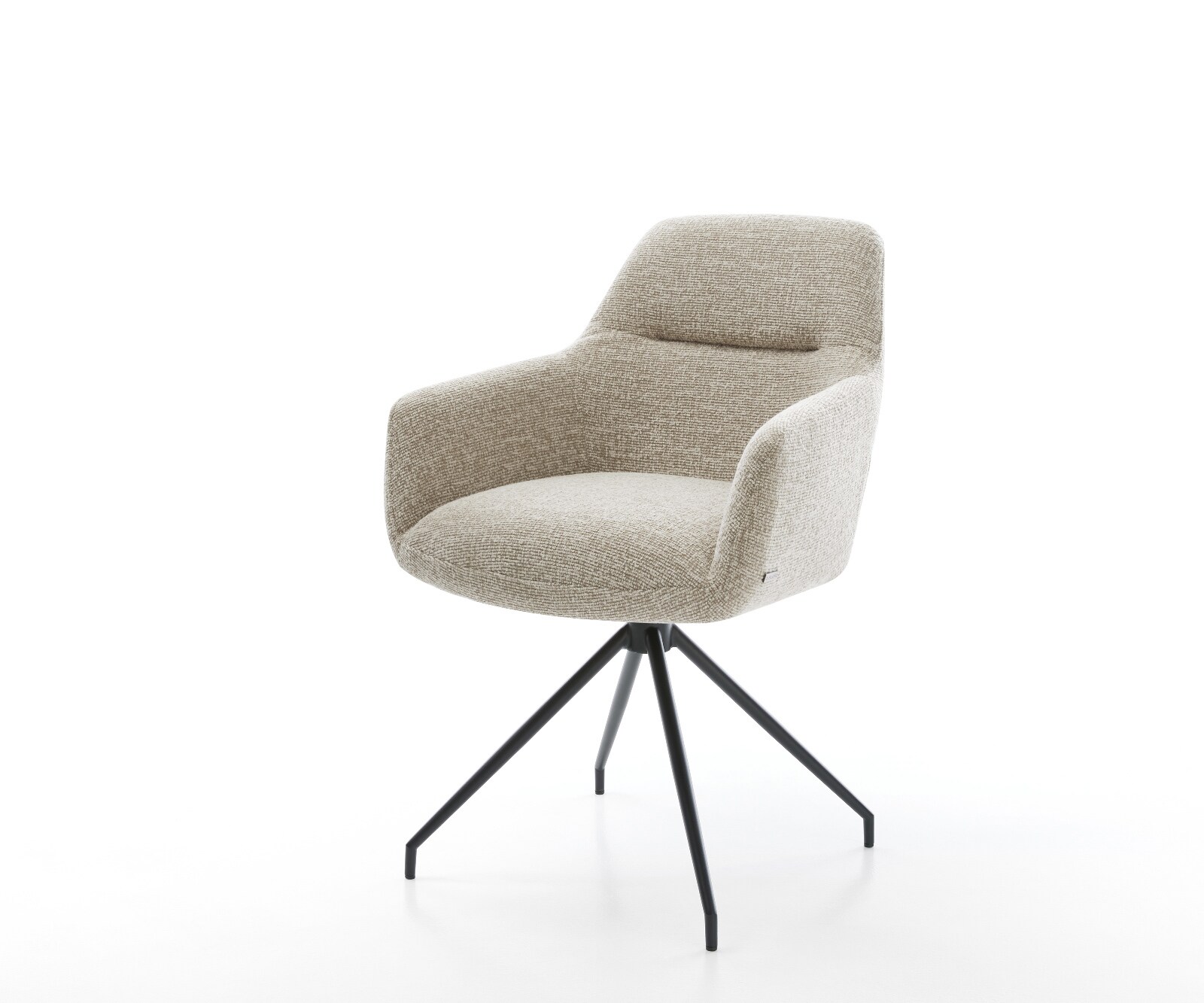 Esszimmerstuhl Pejo-Flex Webstoff Soft Beige Kreuzgestell konisch Schwarz Taschenfederkern 1