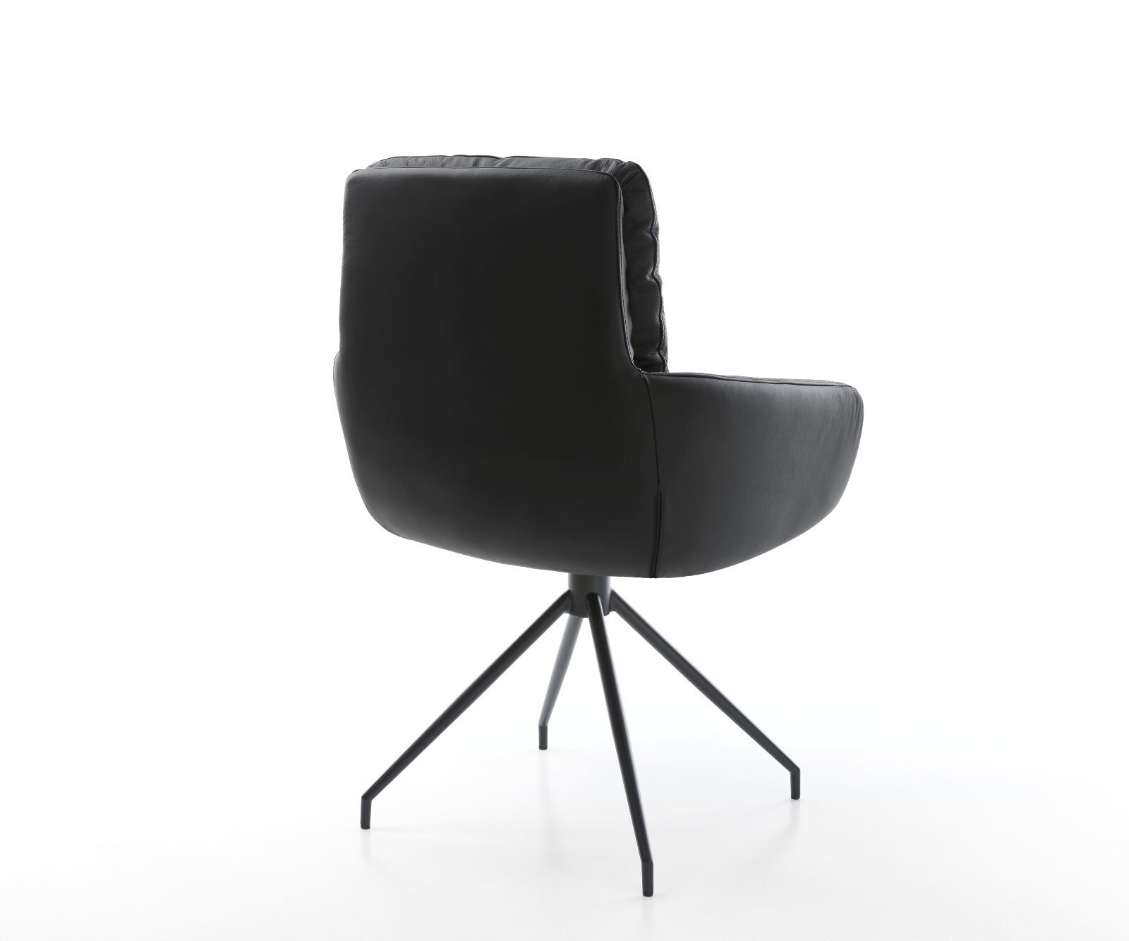 Esszimmerstuhl Abelia-Flex mit Armlehnen Echt-Leder Schwarz Kreuzgestell konisch Schwarz 4 Esszimmerstuhl Abelia-Flex mit Armlehnen Echt-Leder Schwarz Kreuzgestell konisch Schwarz 4
