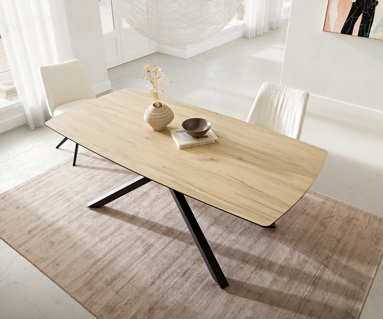 Esstisch Edge Boot 200x100 Keramik Laminam® Sabbia Eichefarbig Kreuzgestell Rechteck Schwarz 4 Esstisch Edge Boot 200x100 Keramik Laminam® Sabbia Eichefarbig Kreuzgestell Rechteck Schwarz 4