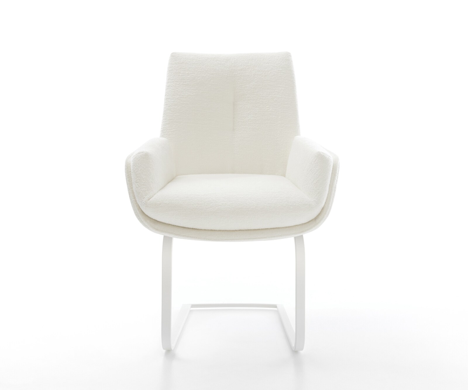 Cantilever Clea-Flex bouclé doux beige pied cantilever plat blanc 1