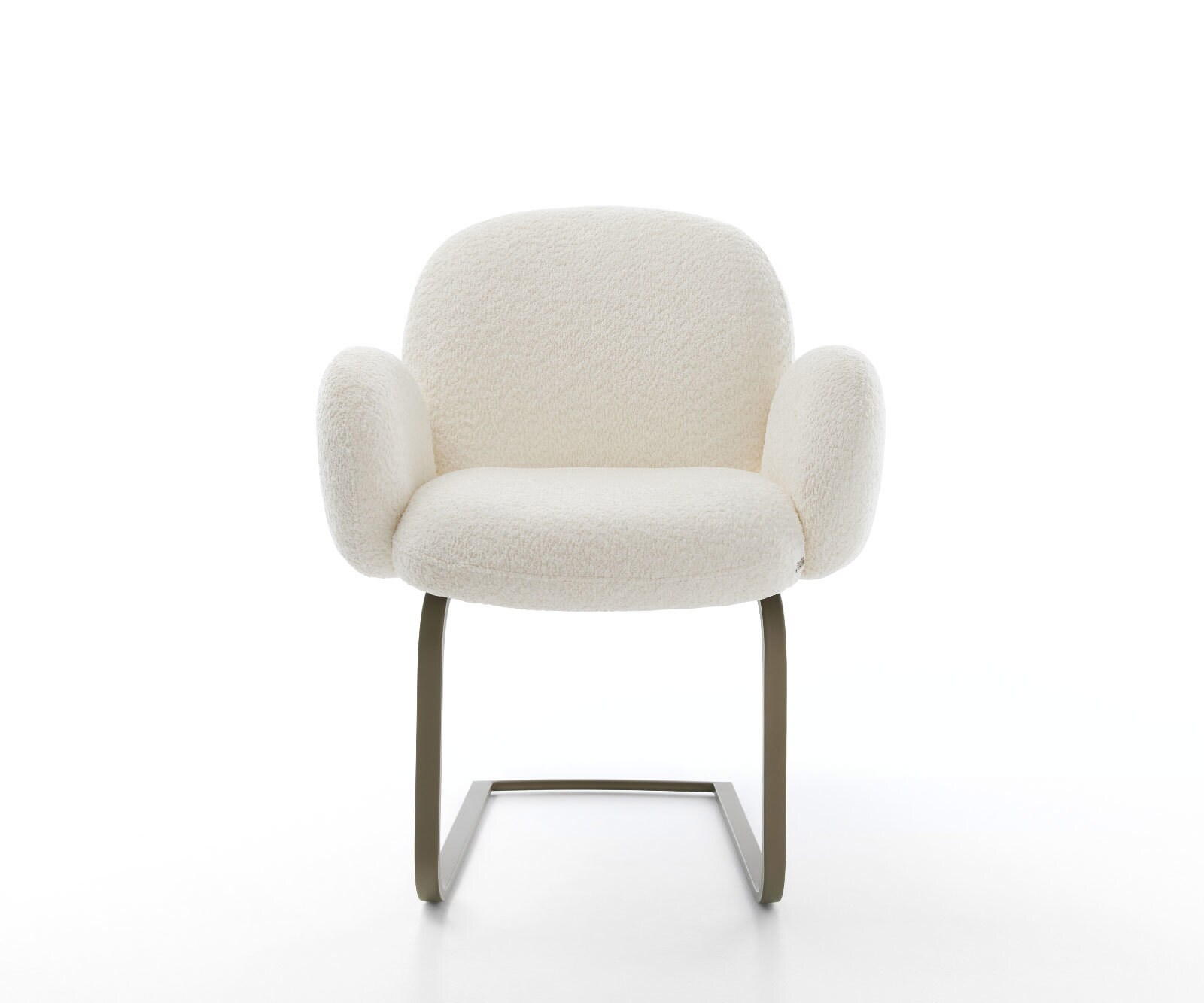 Cantilever Nube-Flex avec accoudoirs bouclé blanc pied cantilever plat aspect titane ressorts ensachés 2