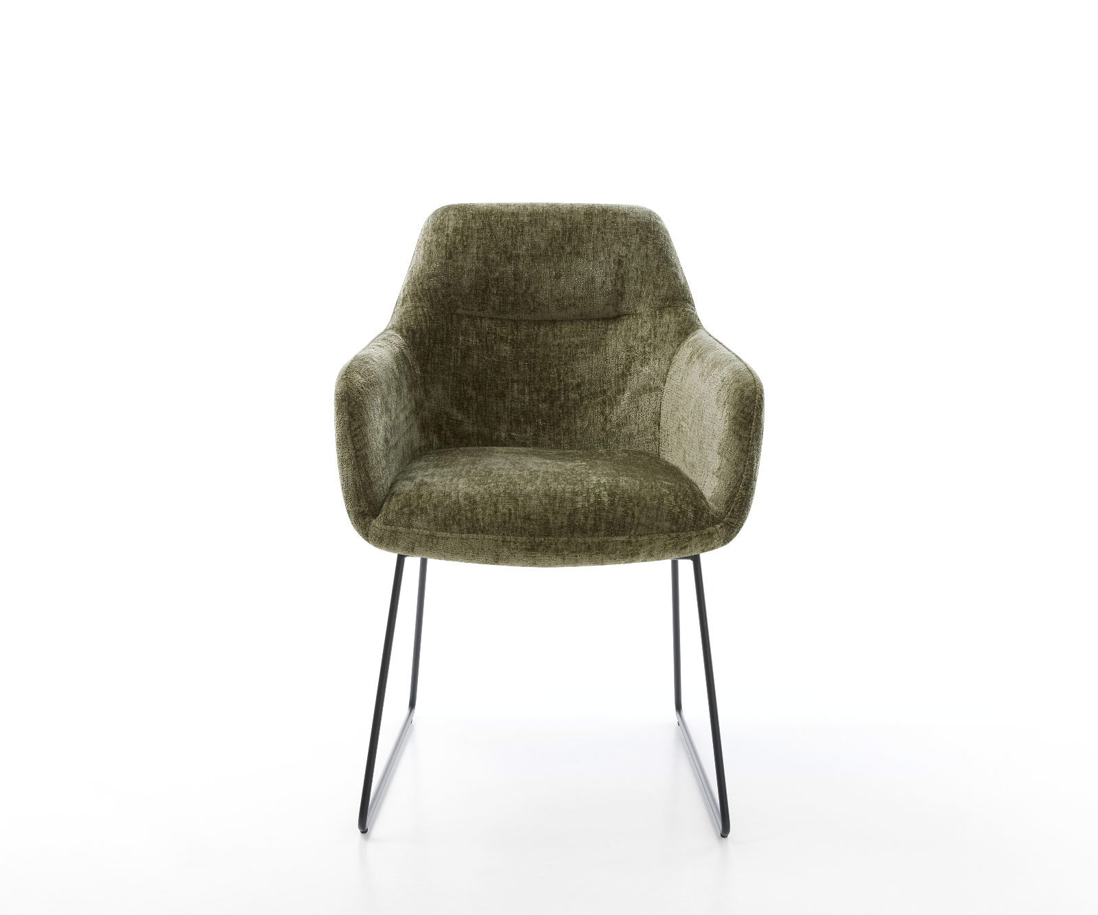 Chaise-de-salle-à-manger Pejo-Flex chenille olive pied trapèze noir ressorts ensachés 2 Chaise-de-salle-à-manger Pejo-Flex chenille olive pied trapèze noir ressorts ensachés 2