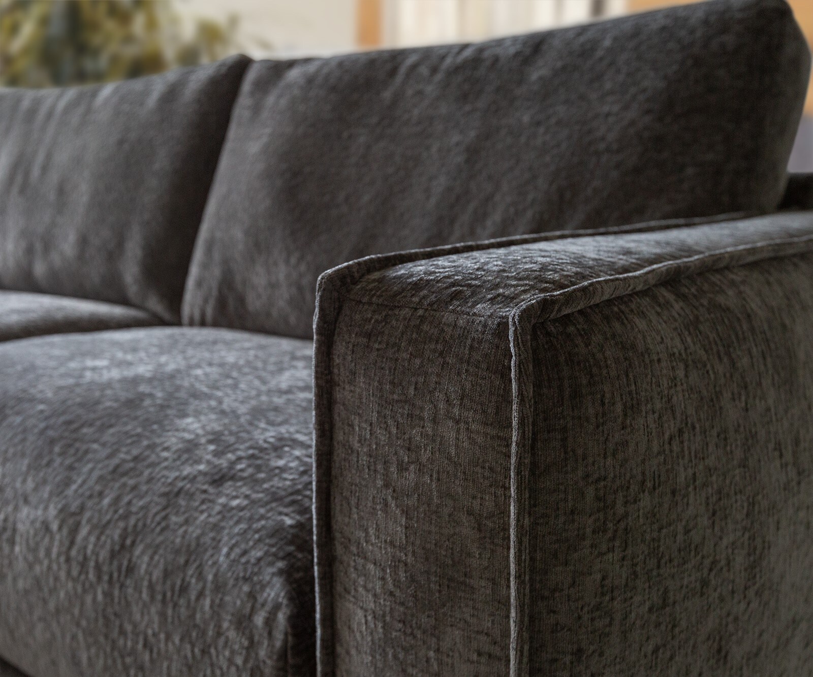 Ecksofa Sottil 290 x 165cm Chenille Grau Recamiere links 3