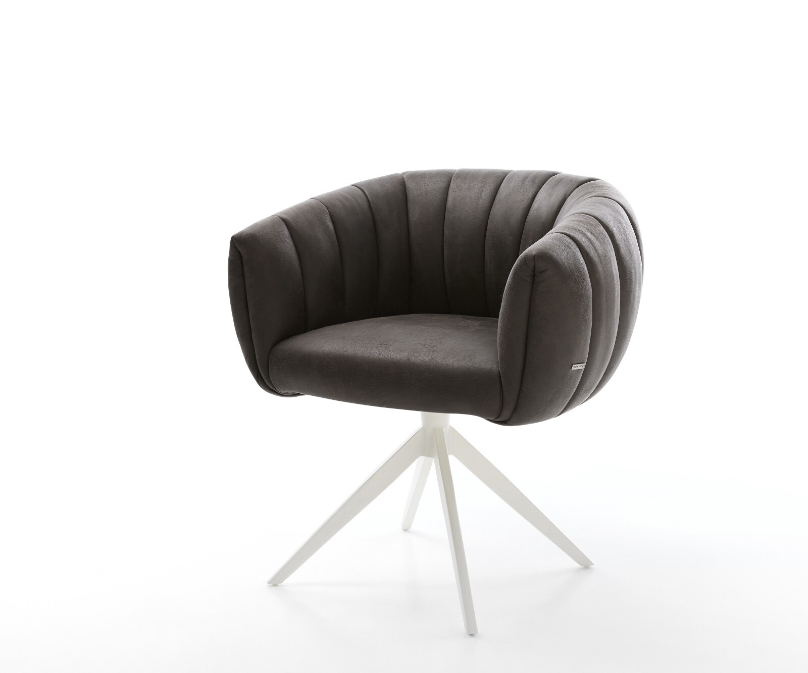 Drehstuhl Jada-Flex Mikrofaser Anthrazit Vintage Kreuzgestell breit Weiß 360° drehbar Wippfunktion Taschenfederkern
