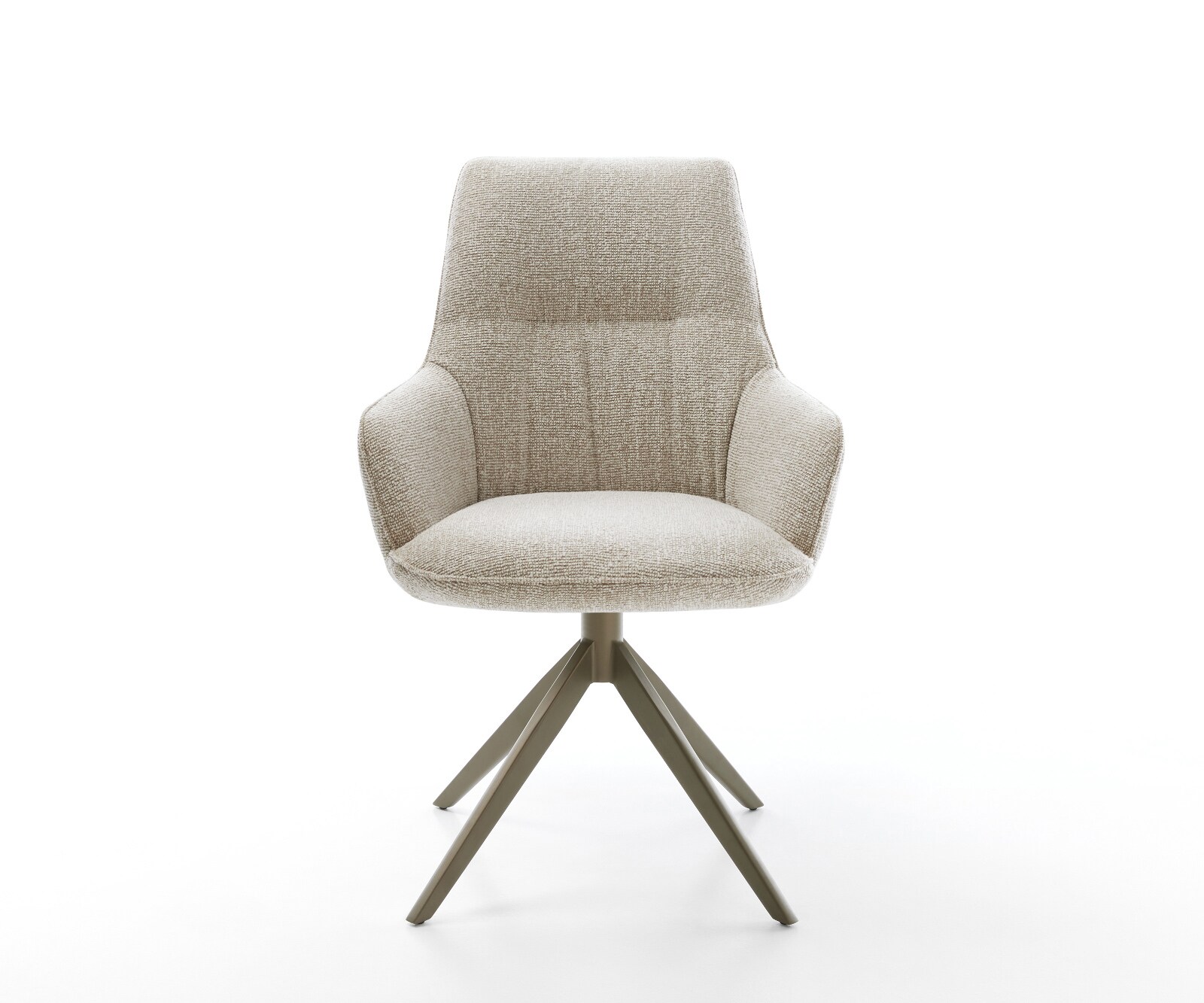 Chaise-pivotante Zelia-Flex avec accoudoirs tissu tissé doux beige pied croisé large aspect titane pivotement sur 360° fonction bascule resorts ensachés 2