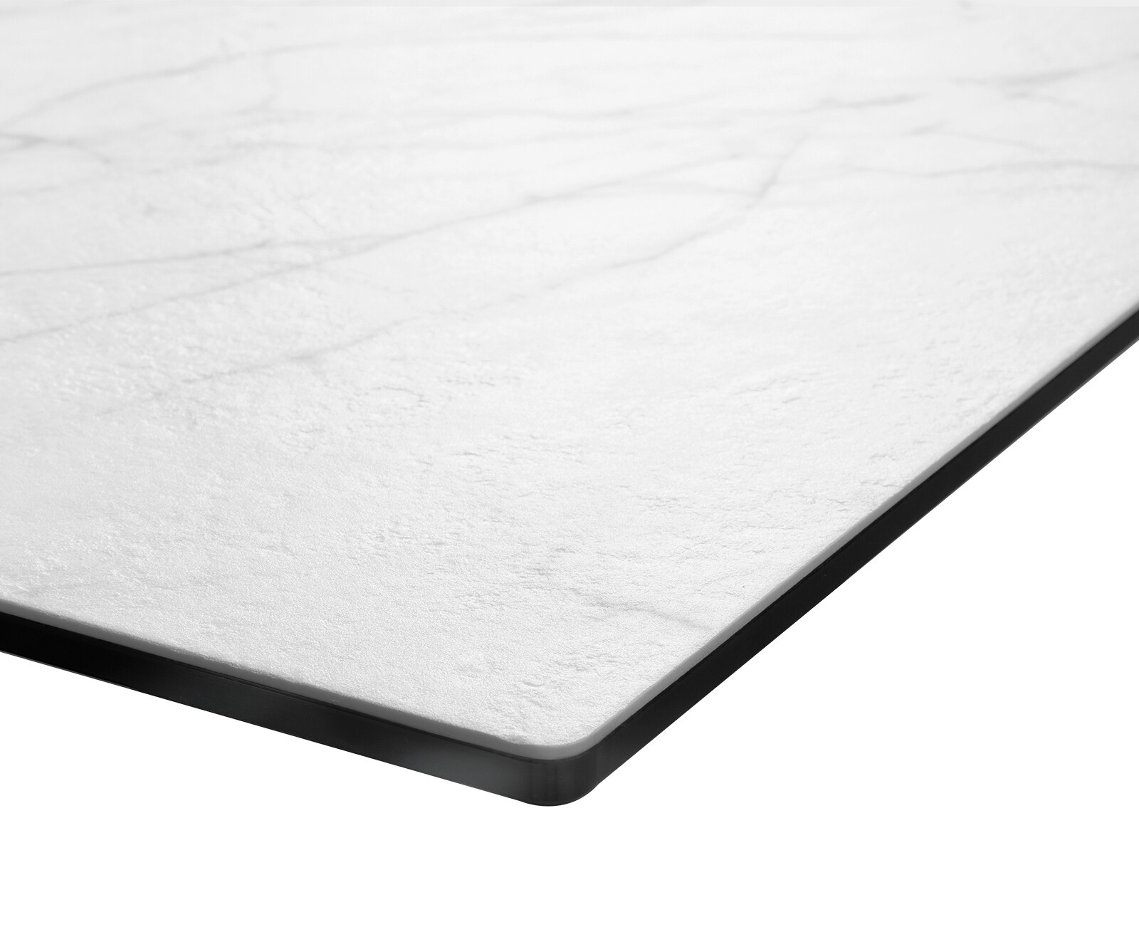 Table-à-manger Edge 200x100cm Laminam® céramique blanc pieds milieu acier plat argent 6