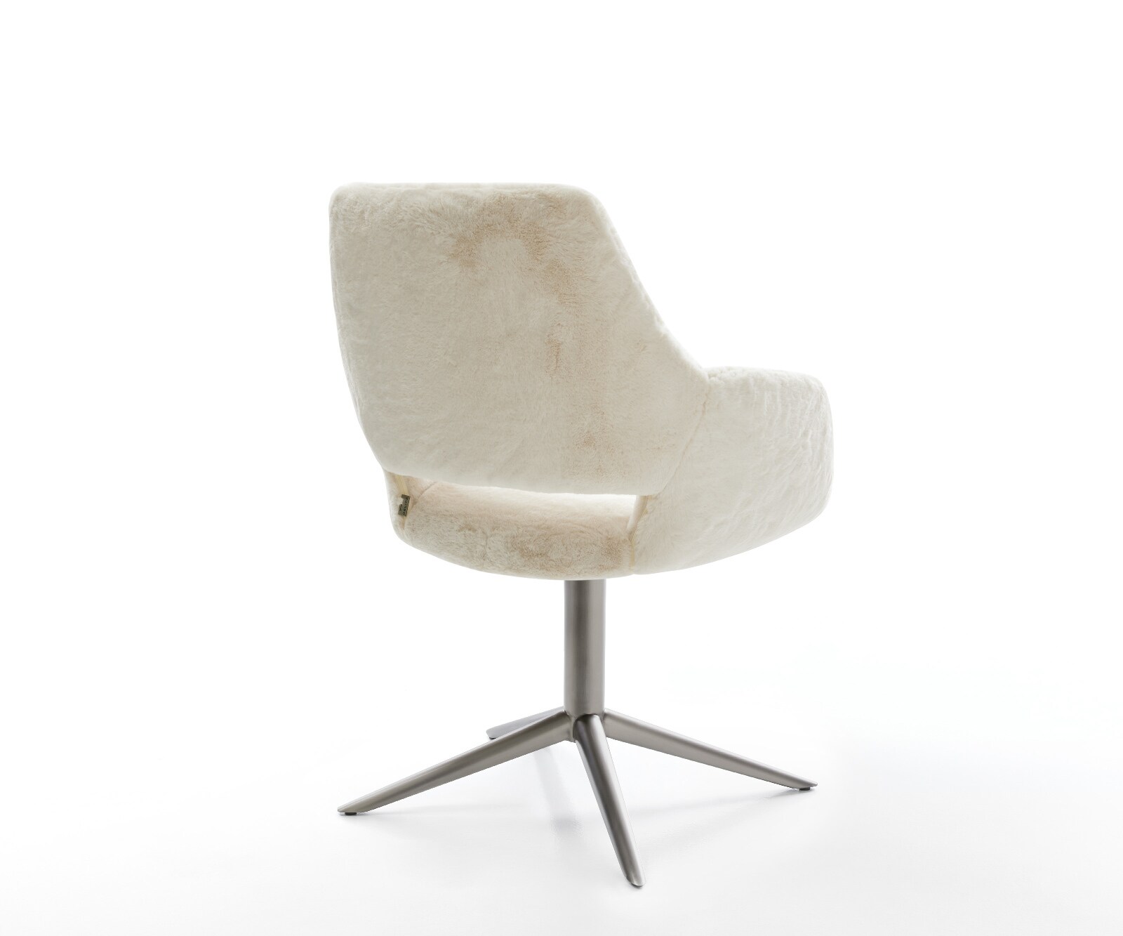 Chaise-pivotante Yago-Flex avec accoudoirs peluche crème-blanc pied de chaise 4 branches grafiete pivotement sur 360° fonction bascule resorts ensachés 4
