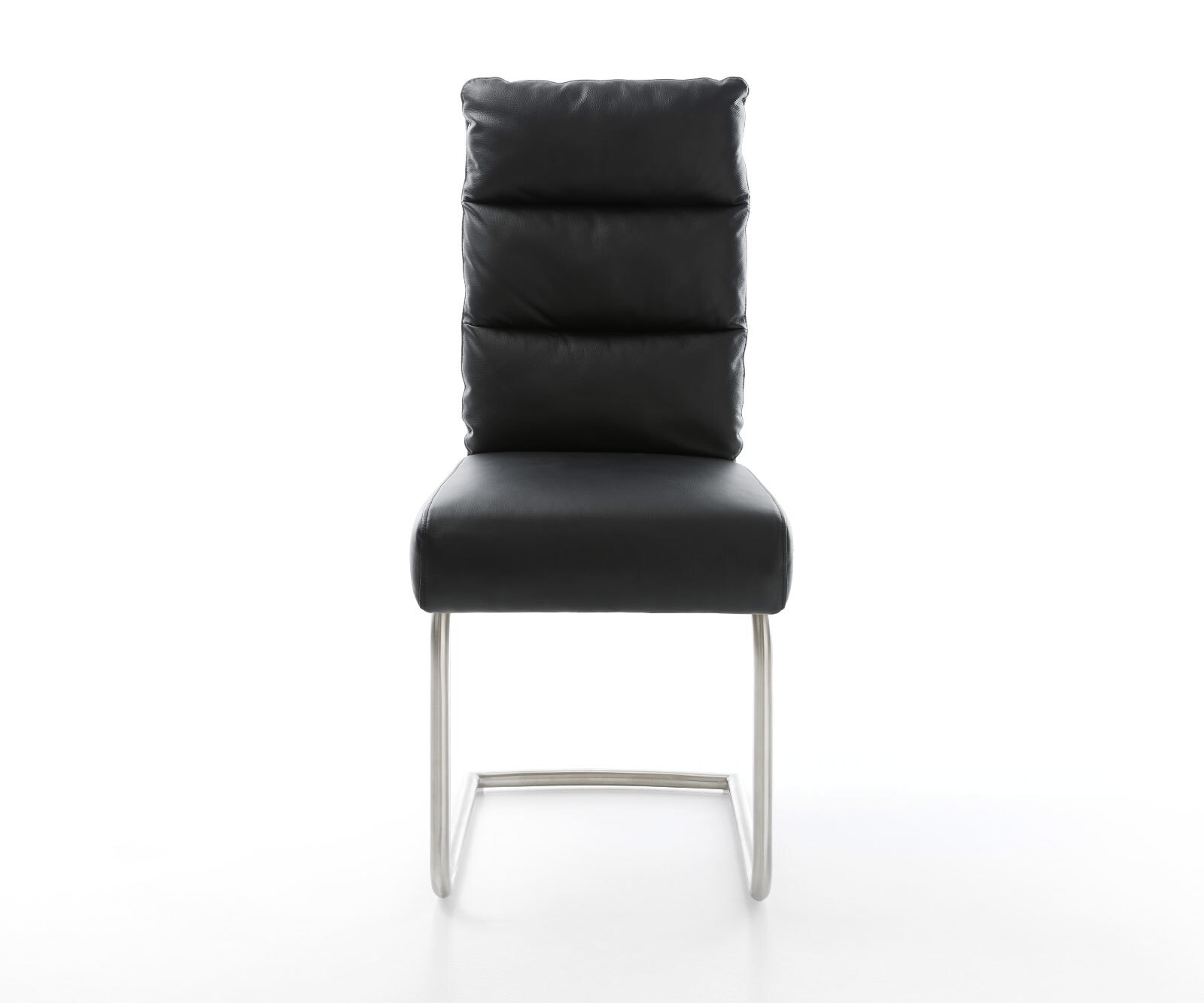 Freischwinger Pela-Flex Echt-Leder Schwarz Freischwinger rund Edelstahl Taschenfederkern 1