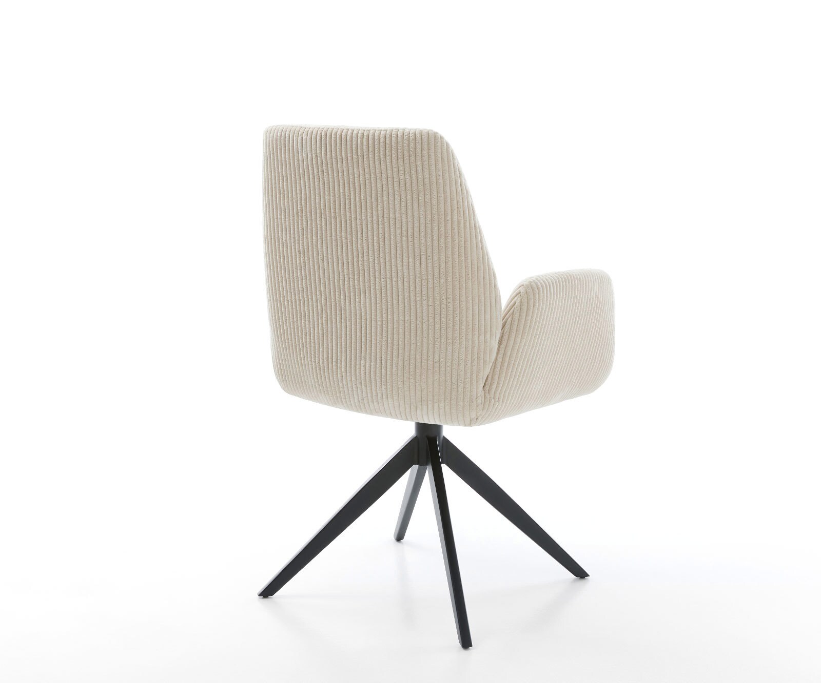 Chaise-pivotante Zoa-Flex côtelé beige pied croisé large noir pivotement sur 360° fonction bascule ressorts ensachés 4