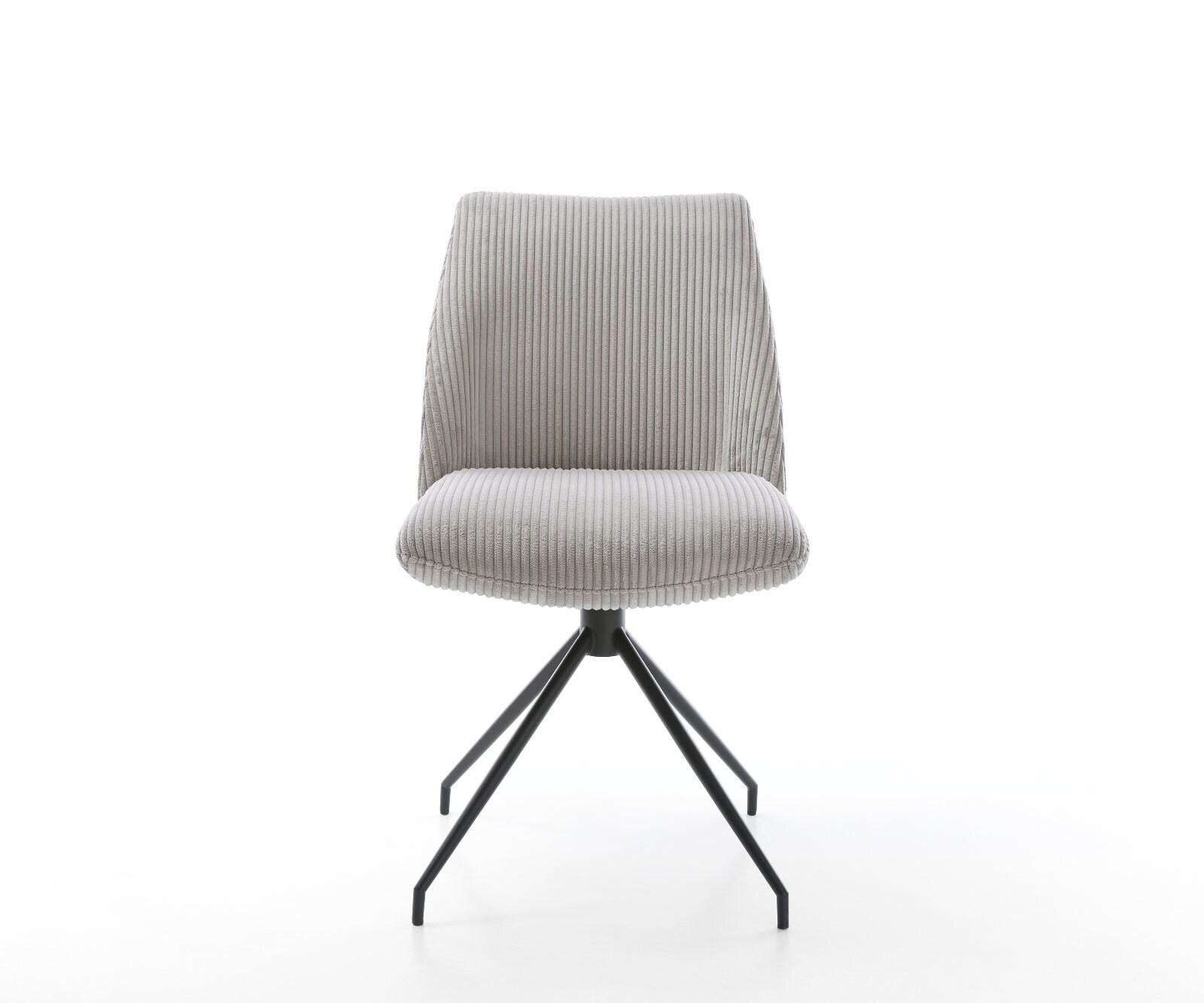 Chaise-pivotante Elso-Flex côtelé gris argenté pied croisé conique noir pivotement sur 180° ressorts ensachés 2