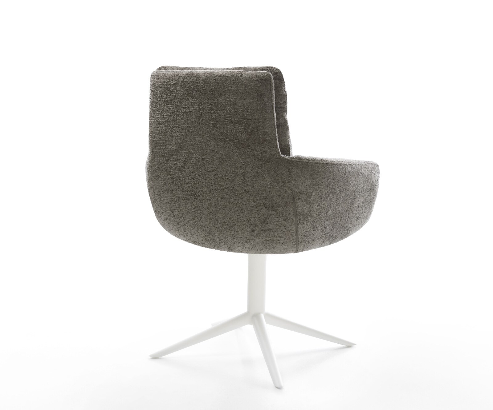 Chaise-pivotante Abelia-Flex avec accoudoirs bouclé doux couleur boue pied de chaise 4 branches blanc pivotement sur 360° fonction bascule 5