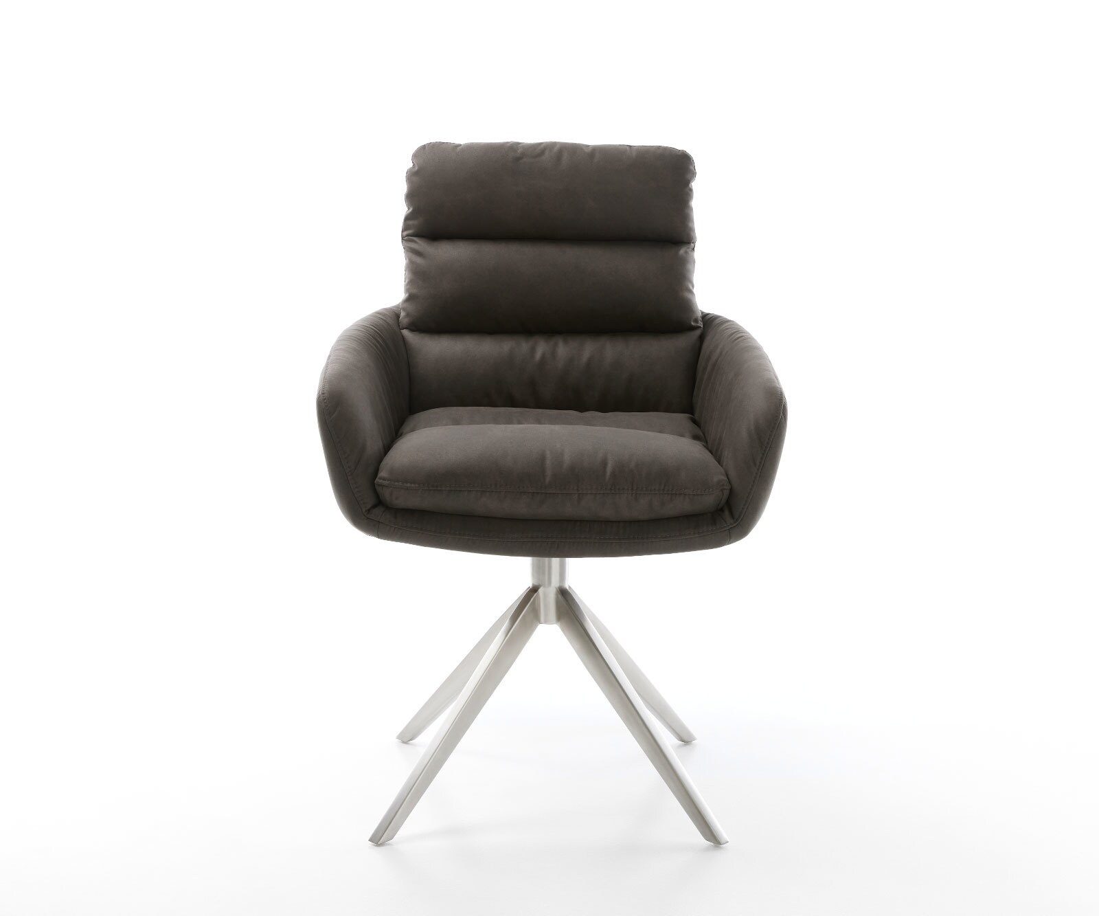 Drehstuhl Abelia-Flex mit Armlehnen Mikrofaser Anthrazit Vintage Kreuzgestell breit Edelstahl 360° drehbar Wippfunktion 1