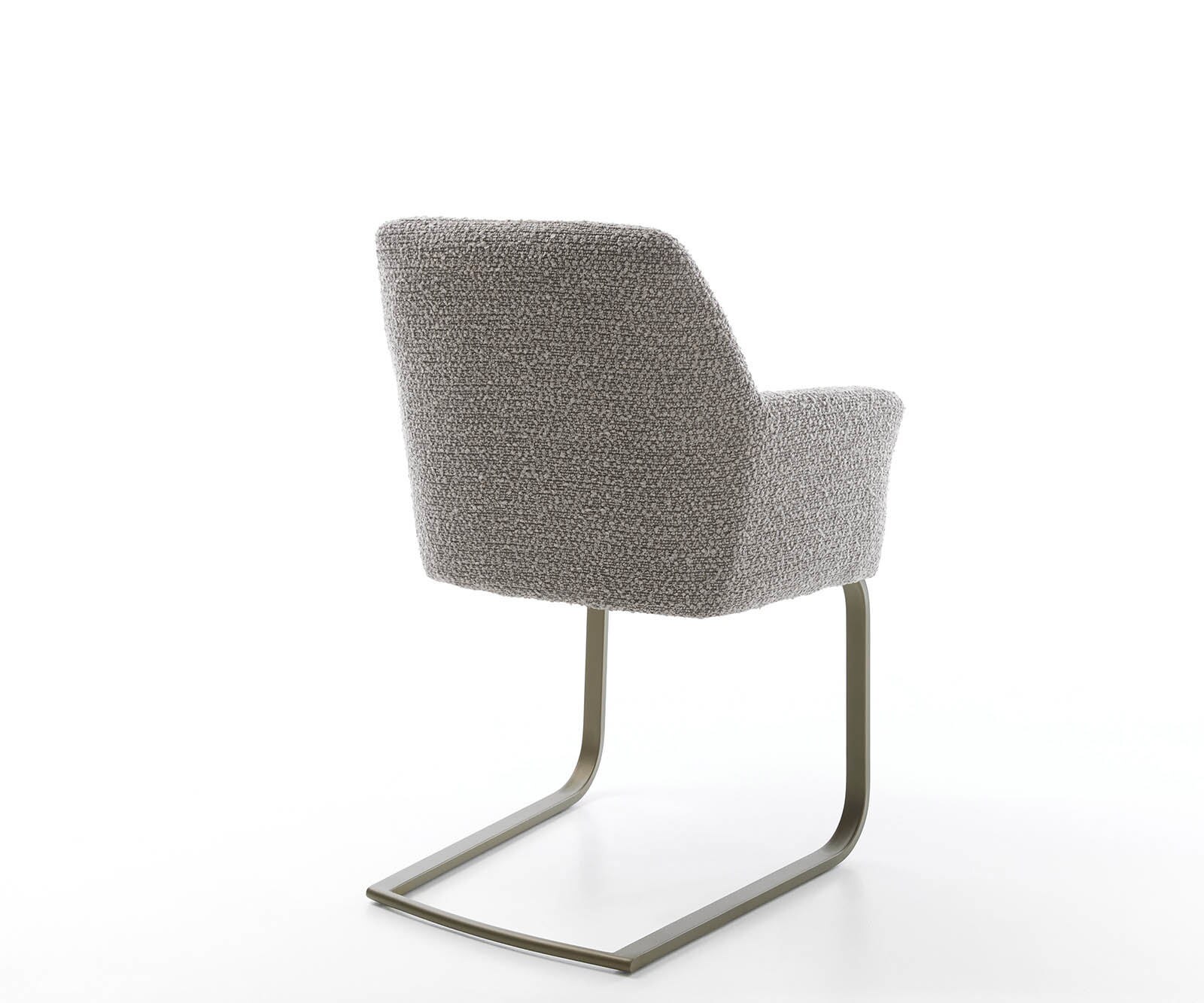 Cantilever Xana-Flex avec accoudoirs bouclé gris argenté pied cantilever plat aspect titane ressorts ensachés 4