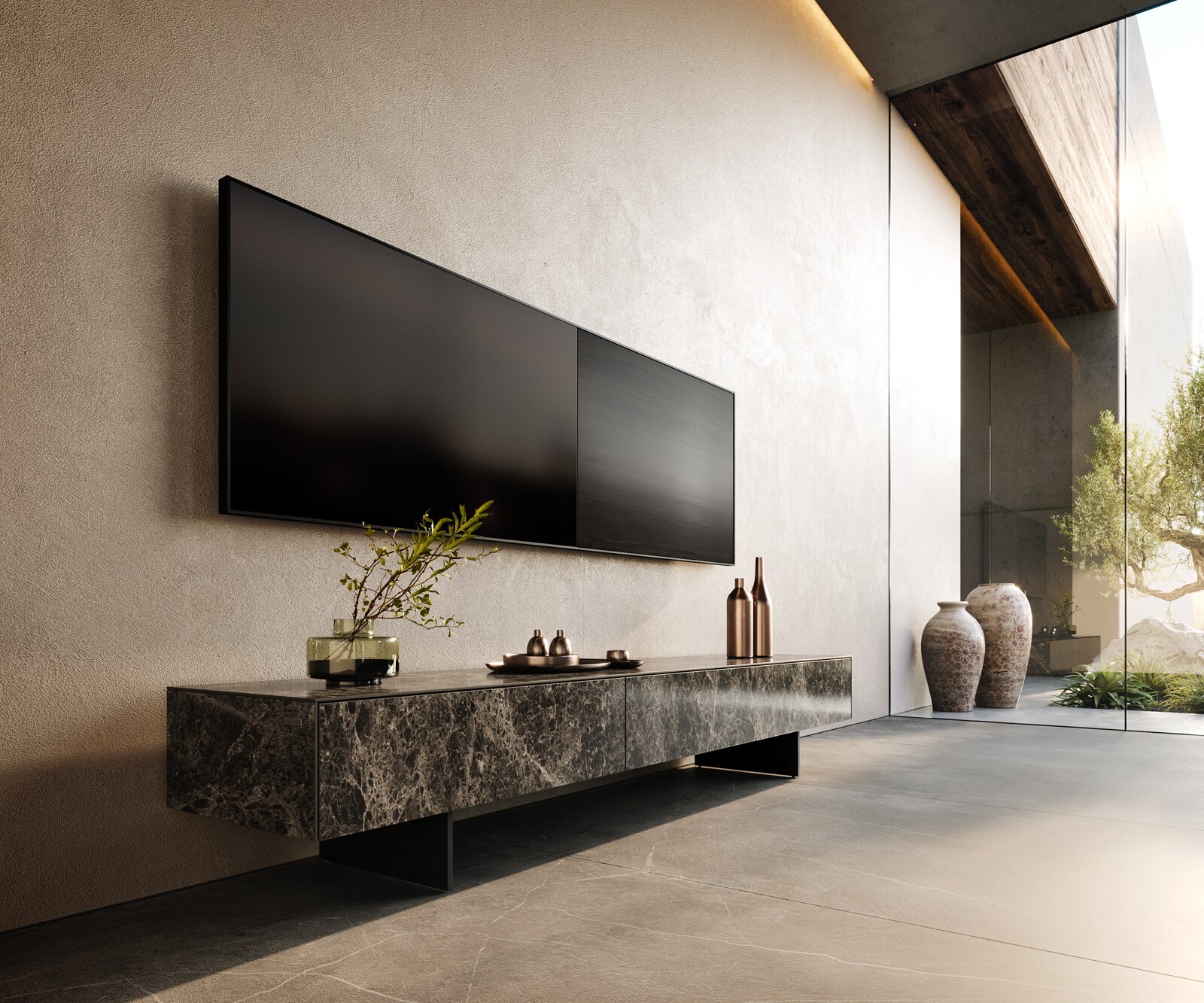 Lowboard Cuor 200 cm Keramik Laminam® Emperador Extra Lucidato Dunkelbraun 1 Klappe 1 Schubfach Fuß Schwebeoptik Metall Schwarz Lowboard Cuor 200 cm Keramik Laminam® Emperador Extra Lucidato Dunkelbraun 1 Klappe 1 Schubfach Fuß Schwebeoptik Metall Schwarz