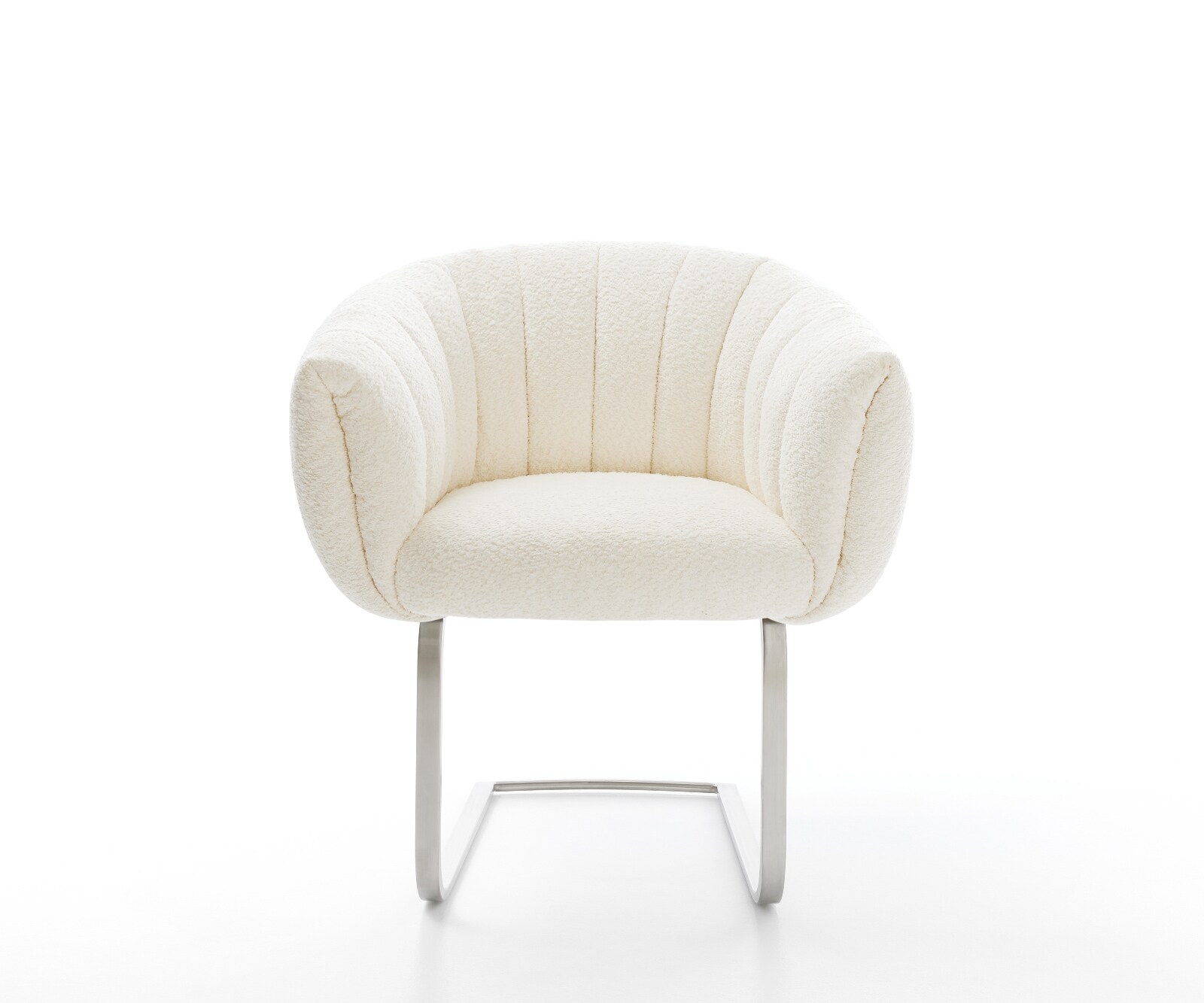 Freischwinger Jada-Flex Bouclé Weiß Freischwinger flach Edelstahl Taschenfederkern 2