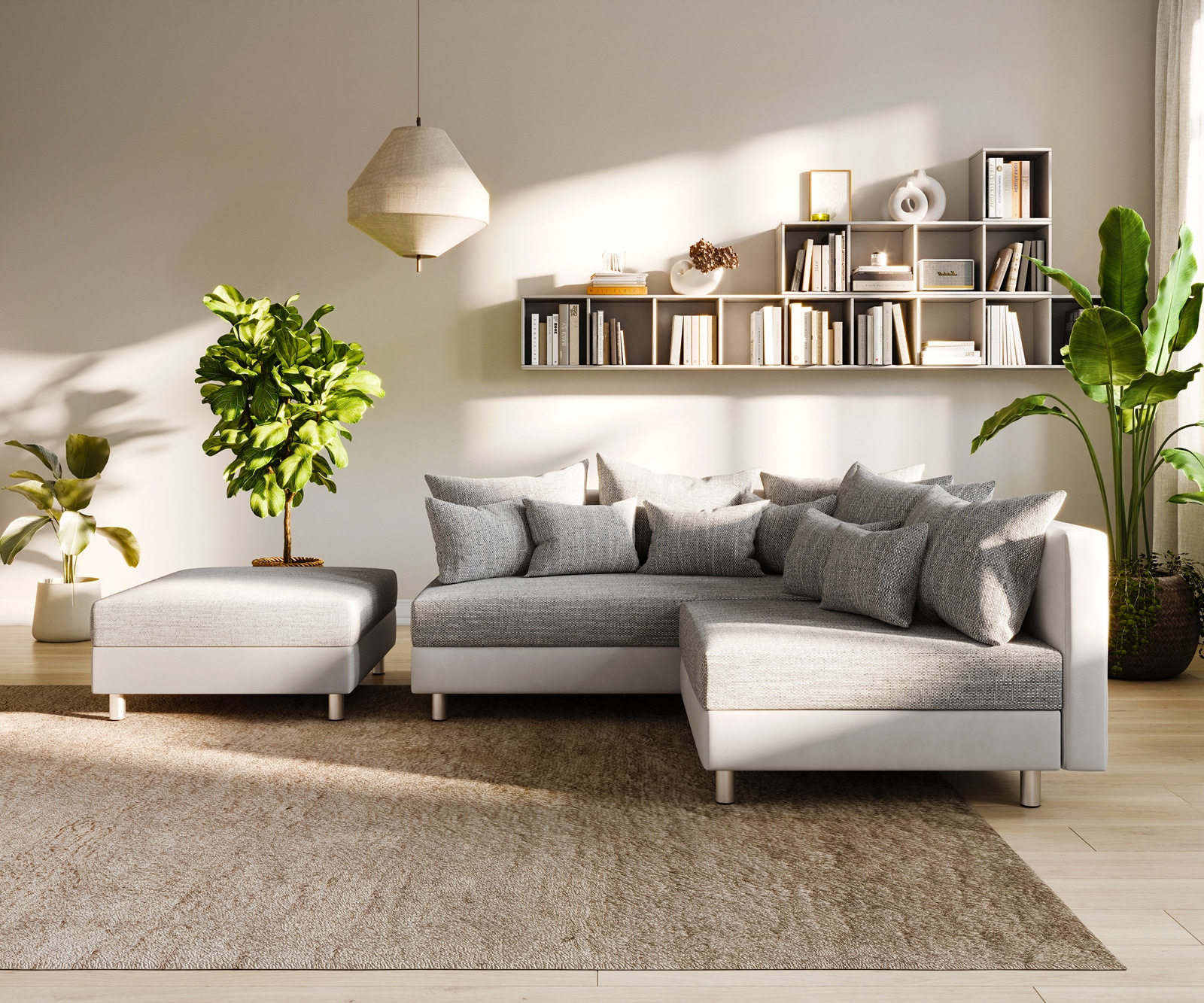 Ecksofa Clovis Weiss Hellgrau Modulsofa Hocker Ottomane Links 3 Ecksofa Clovis Weiss Hellgrau Modulsofa Hocker Ottomane Links 3