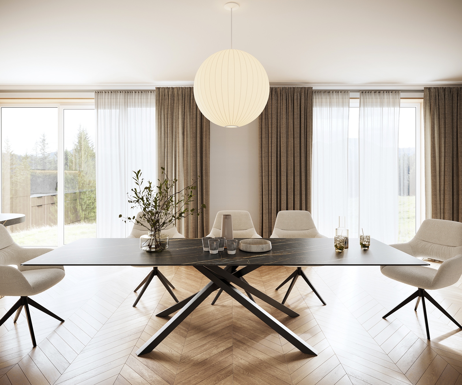 Esstisch Edge 300x100cm Keramik Laminam®Noir Desir Braun Mittelfuß Kreuz Schwarz 1 Esstisch Edge 300x100cm Keramik Laminam®Noir Desir Braun Mittelfuß Kreuz Schwarz 1