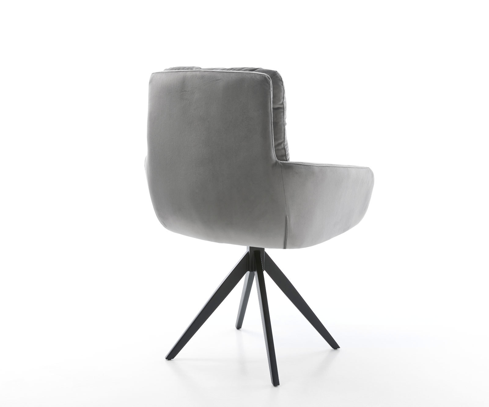 Esszimmerstuhl Abelia-Flex mit Armlehnen Samt Grau Kreuzgestell kantig Schwarz 4 Esszimmerstuhl Abelia-Flex mit Armlehnen Samt Grau Kreuzgestell kantig Schwarz 4