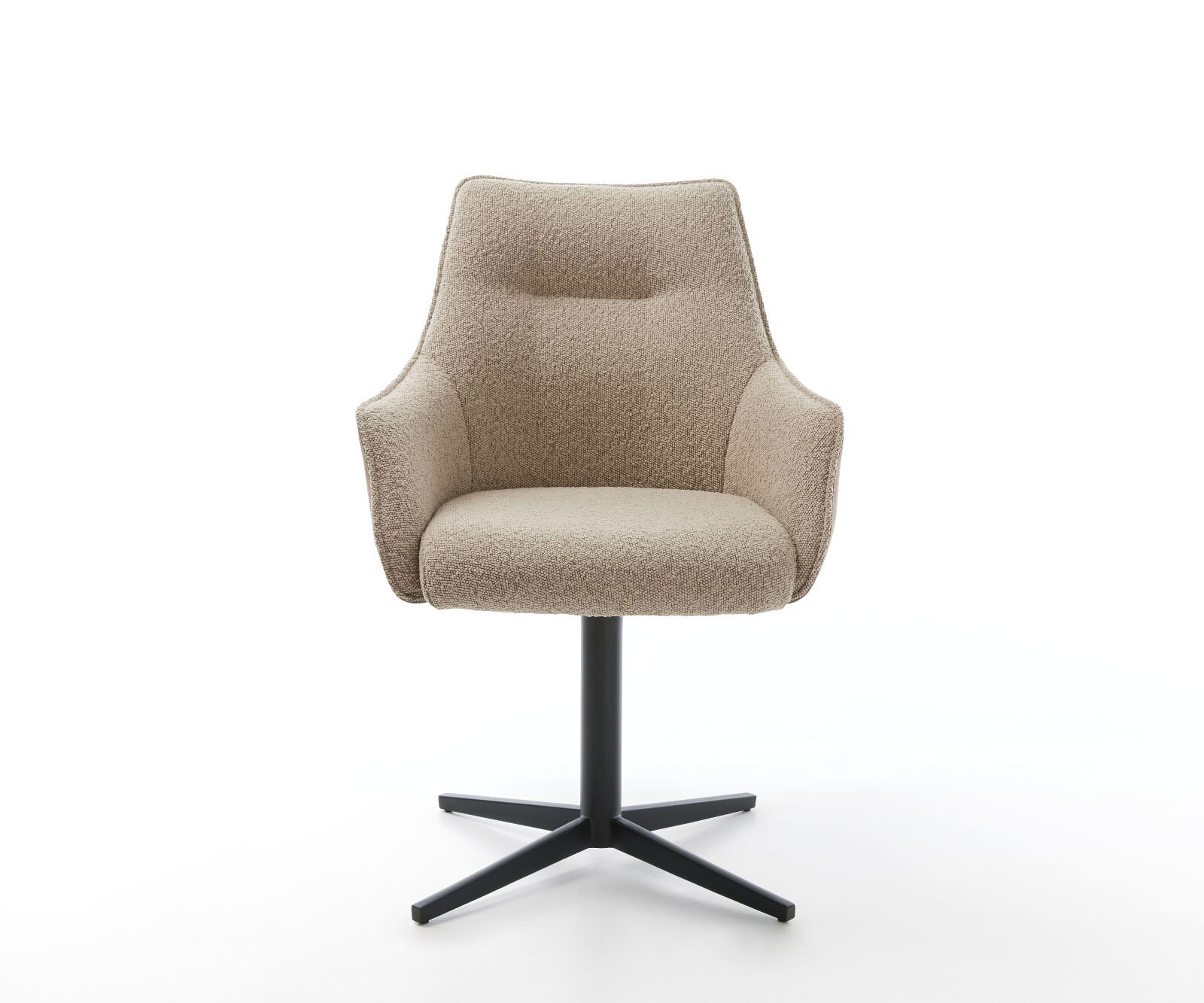 Chaise-pivotante Alja-Flex avec accoudoirs tissu mixte couleur boue pied de chaise 4 branches noir pivotement sur 360° ressorts ensachés 1