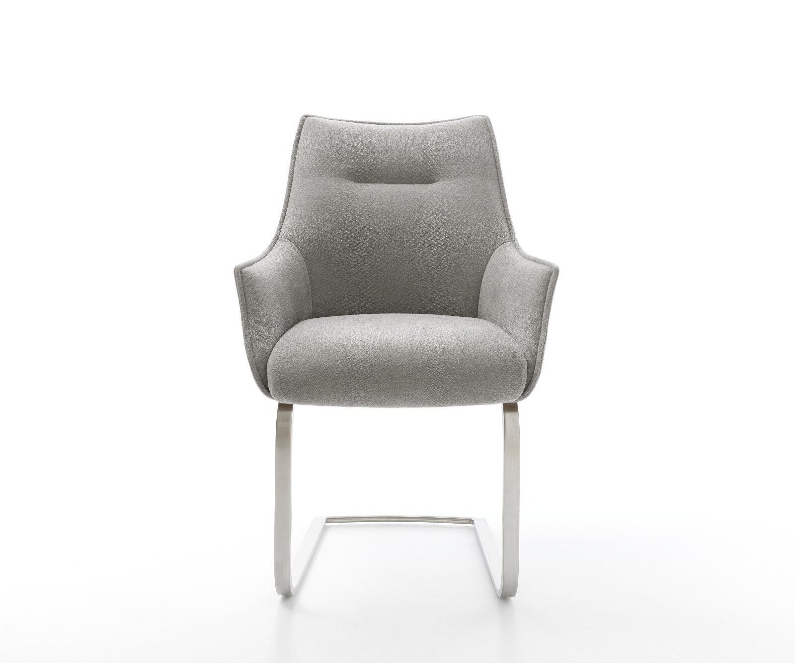 Freischwinger Alja-Flex mit Armlehnen Strukturstoff Soft Grau Freischwinger flach Edelstahl Taschenfederkern 1
