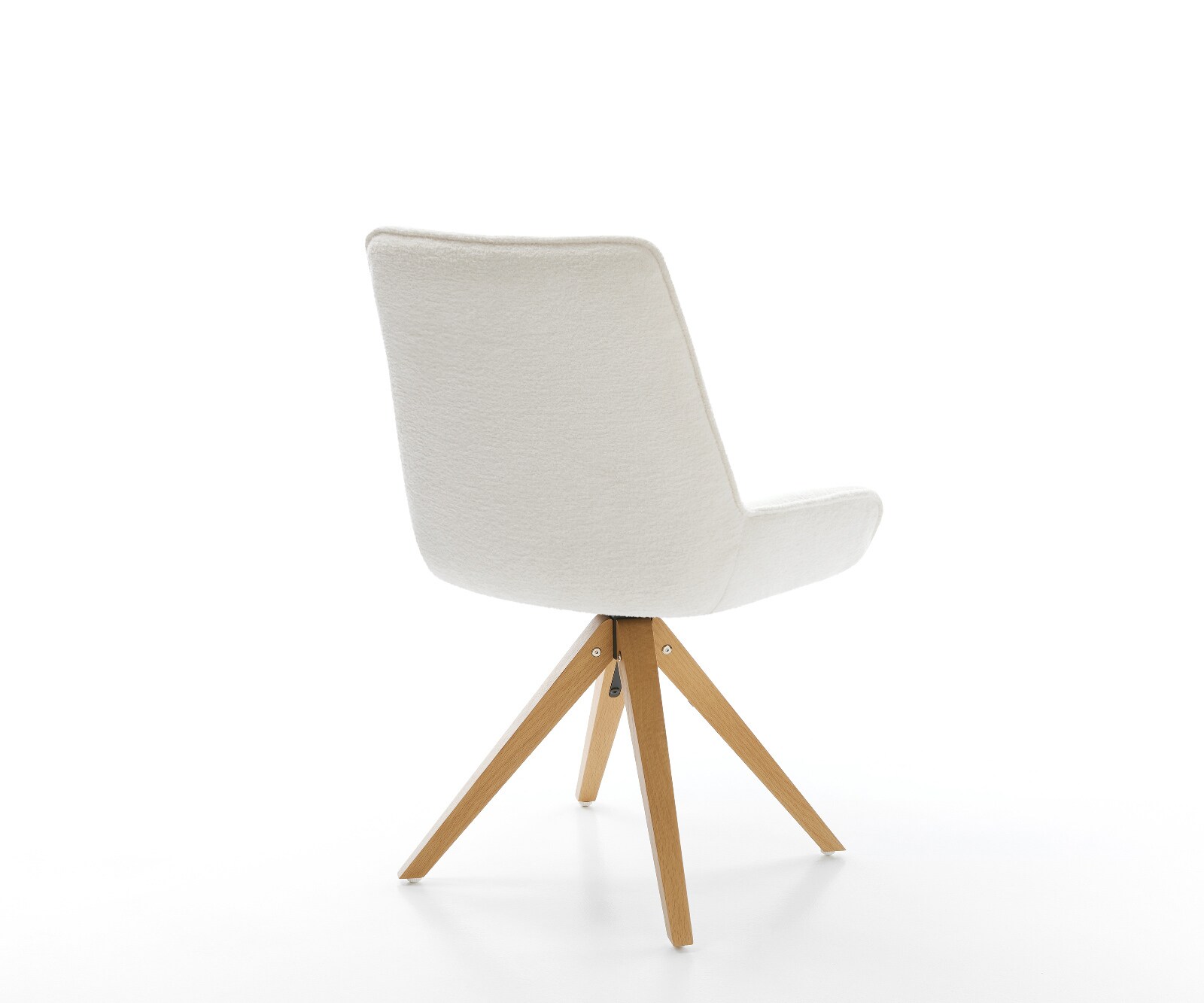 Chaise-pivotante Taimi-Flex bouclé doux beige pied en bois angulaire naturel pivotement sur 180° 5